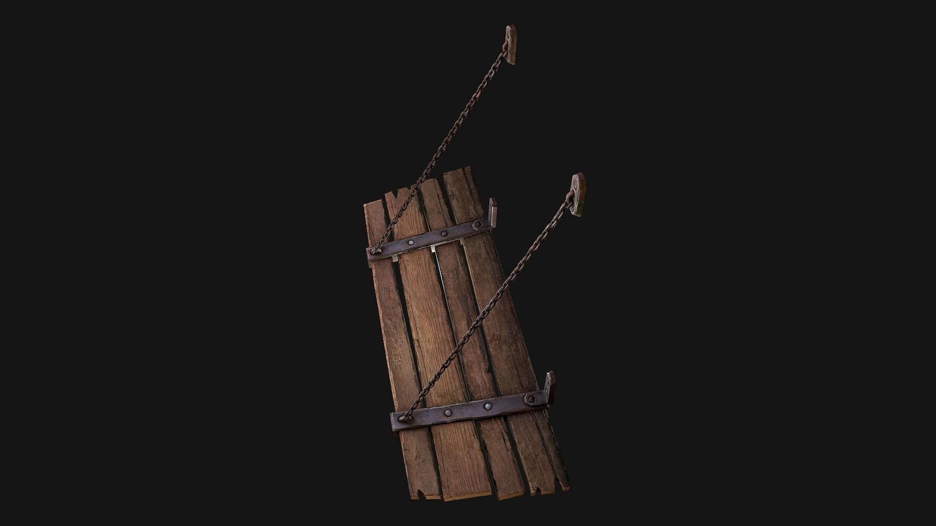 Medieval Prison Bed Low-poly 3D model_7