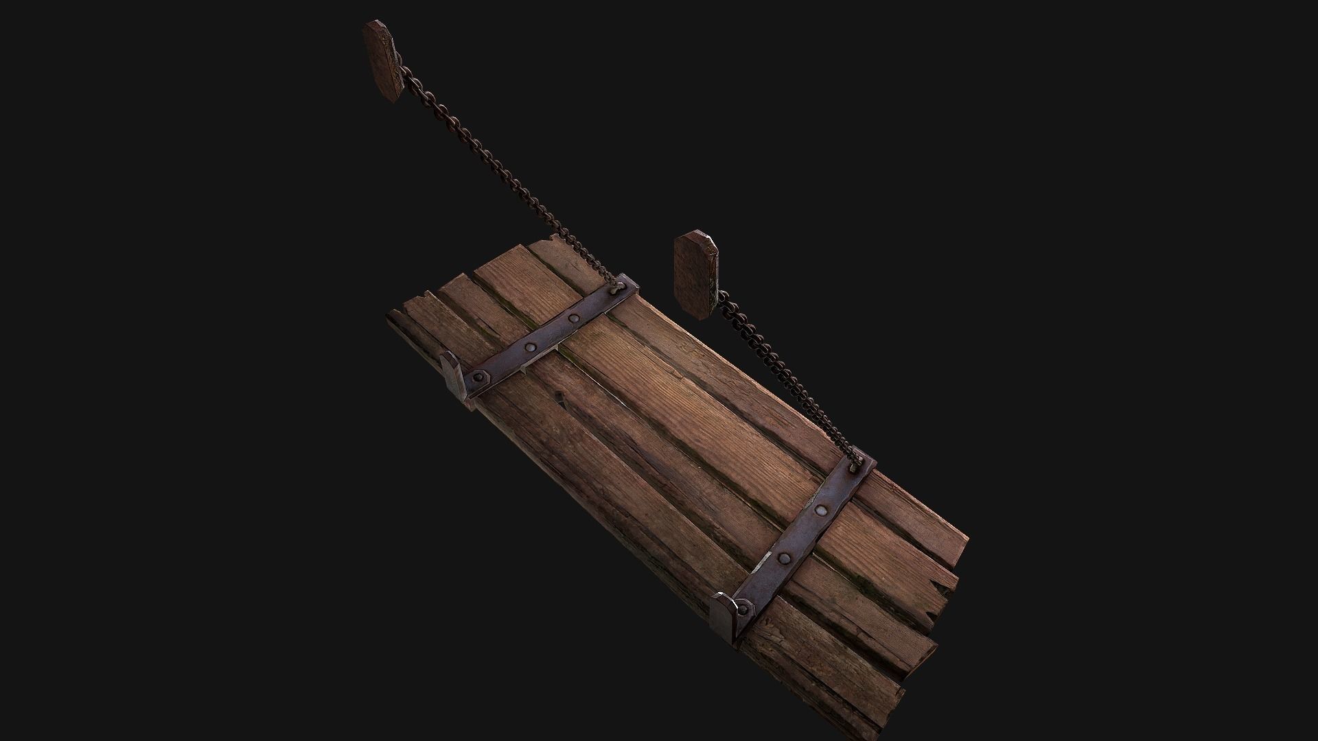 Medieval Prison Bed Low-poly 3D model_11