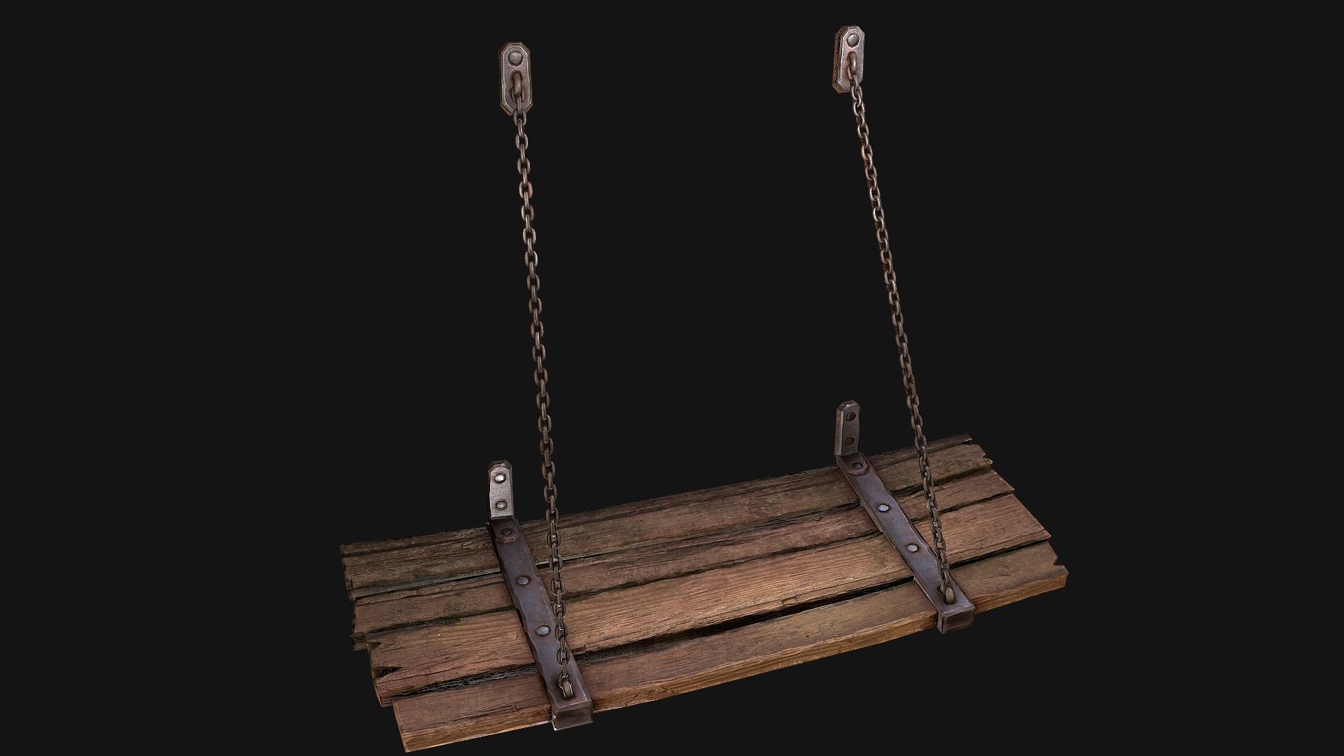 Medieval Prison Bed Low-poly 3D model_15
