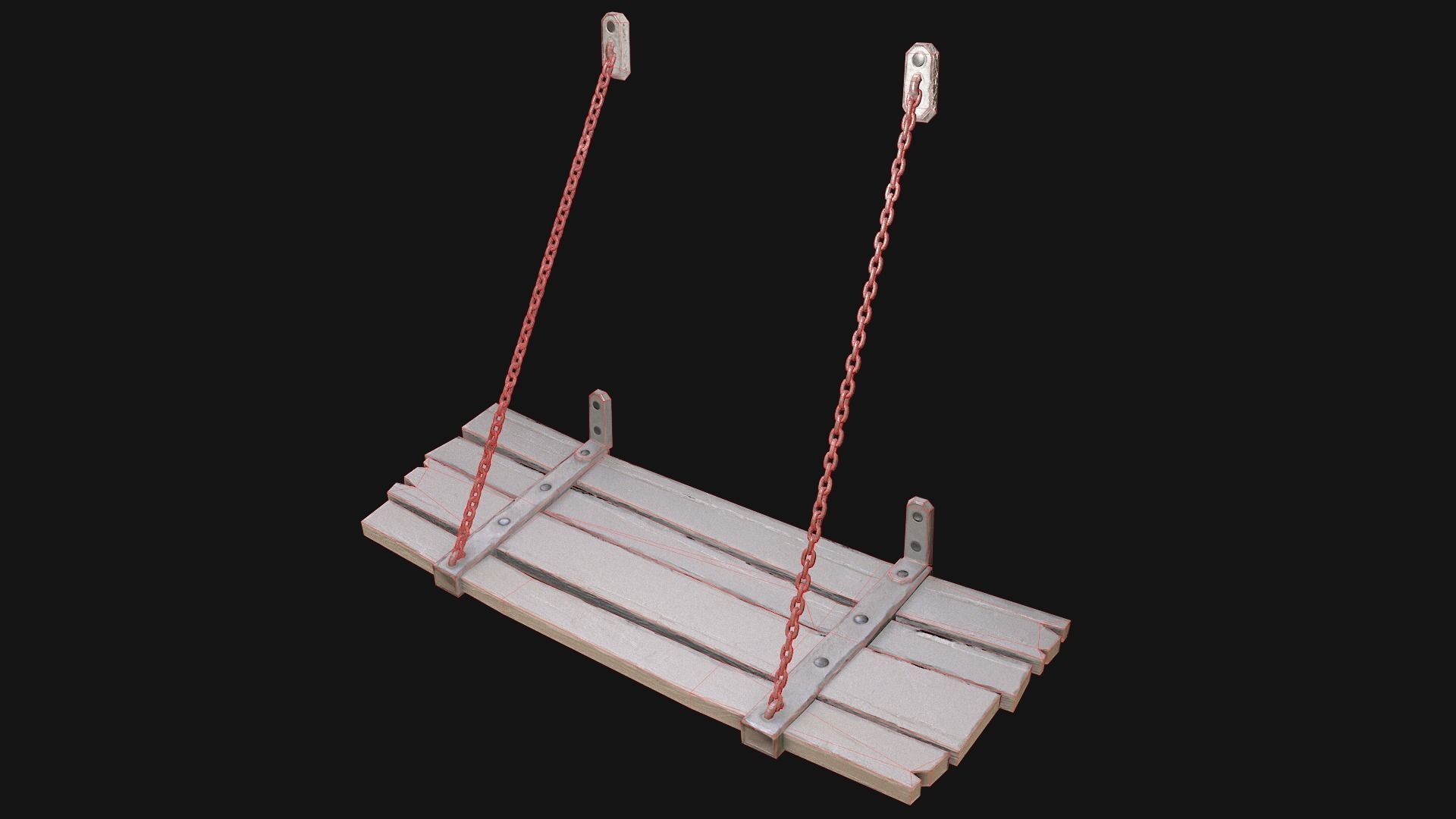 Medieval Prison Bed Low-poly 3D model_5