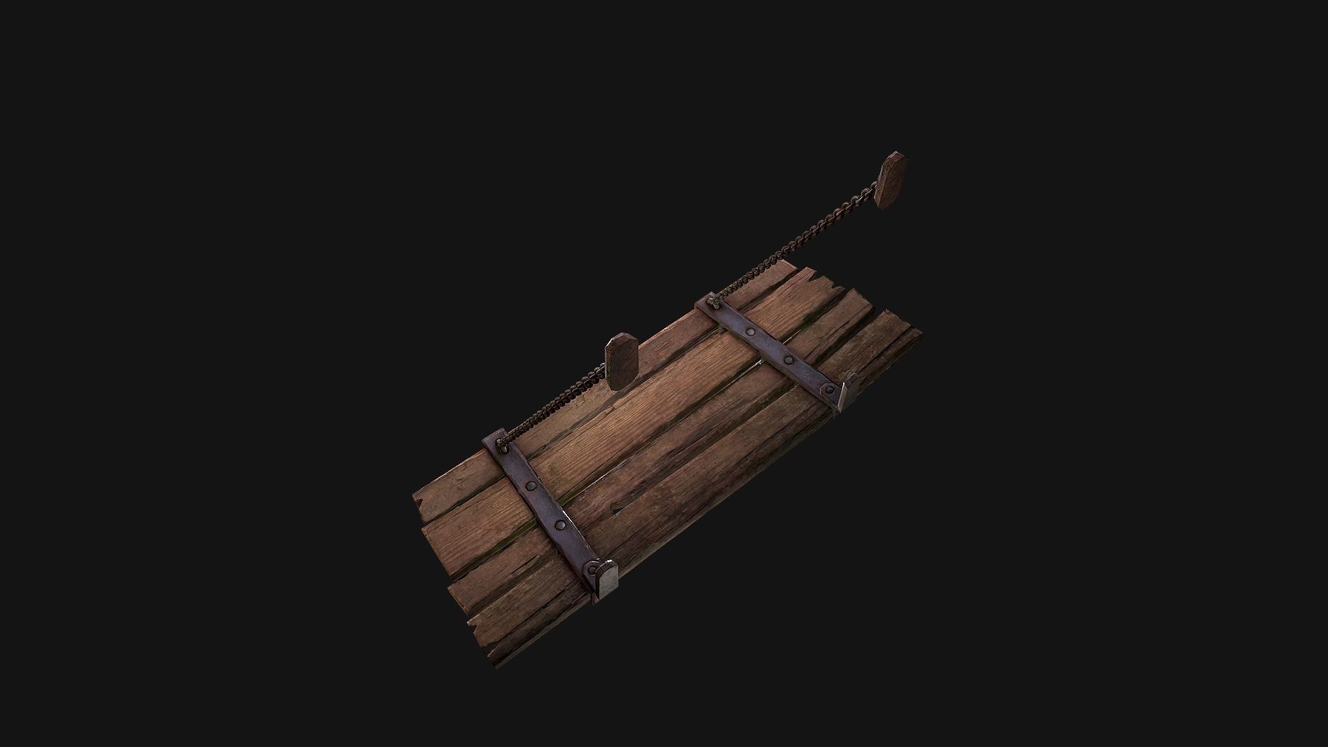 Medieval Prison Bed Low-poly 3D model_8
