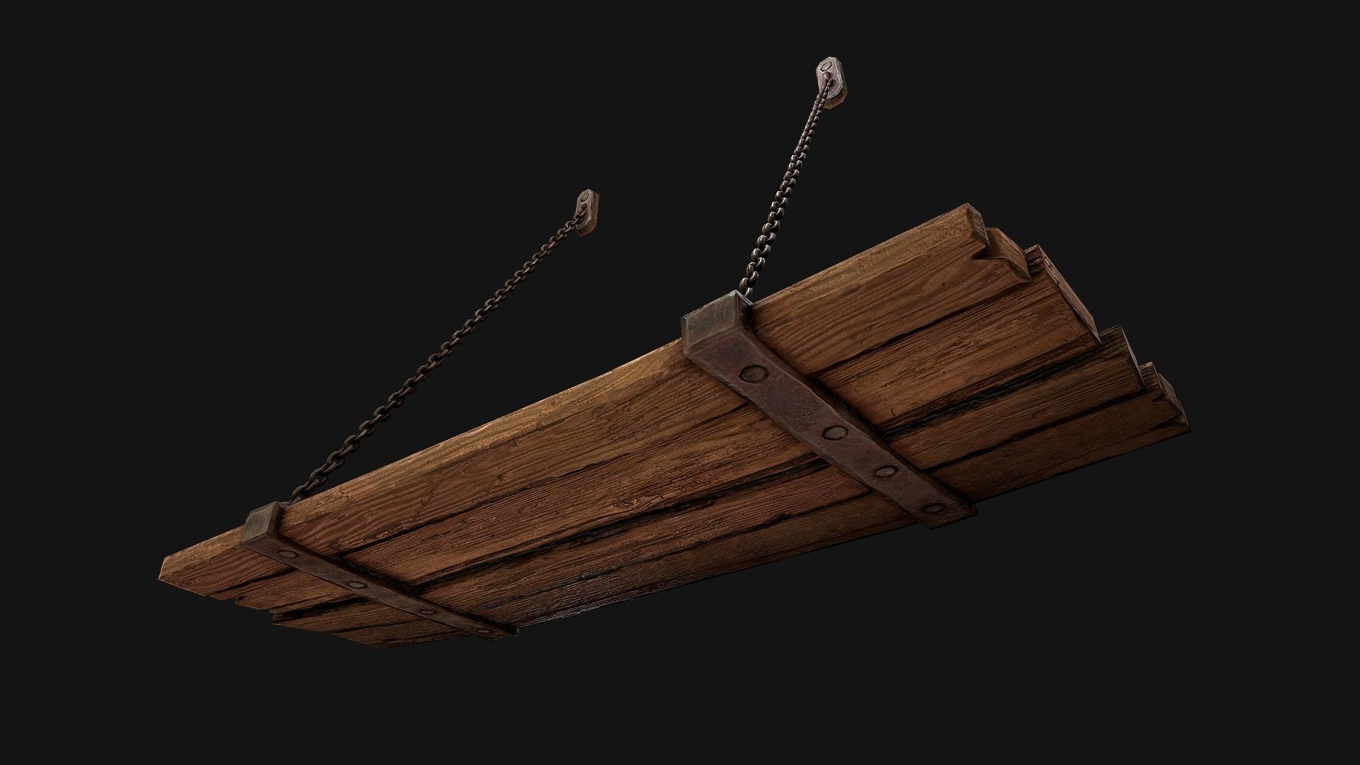 Medieval Prison Bed Low-poly 3D model_17