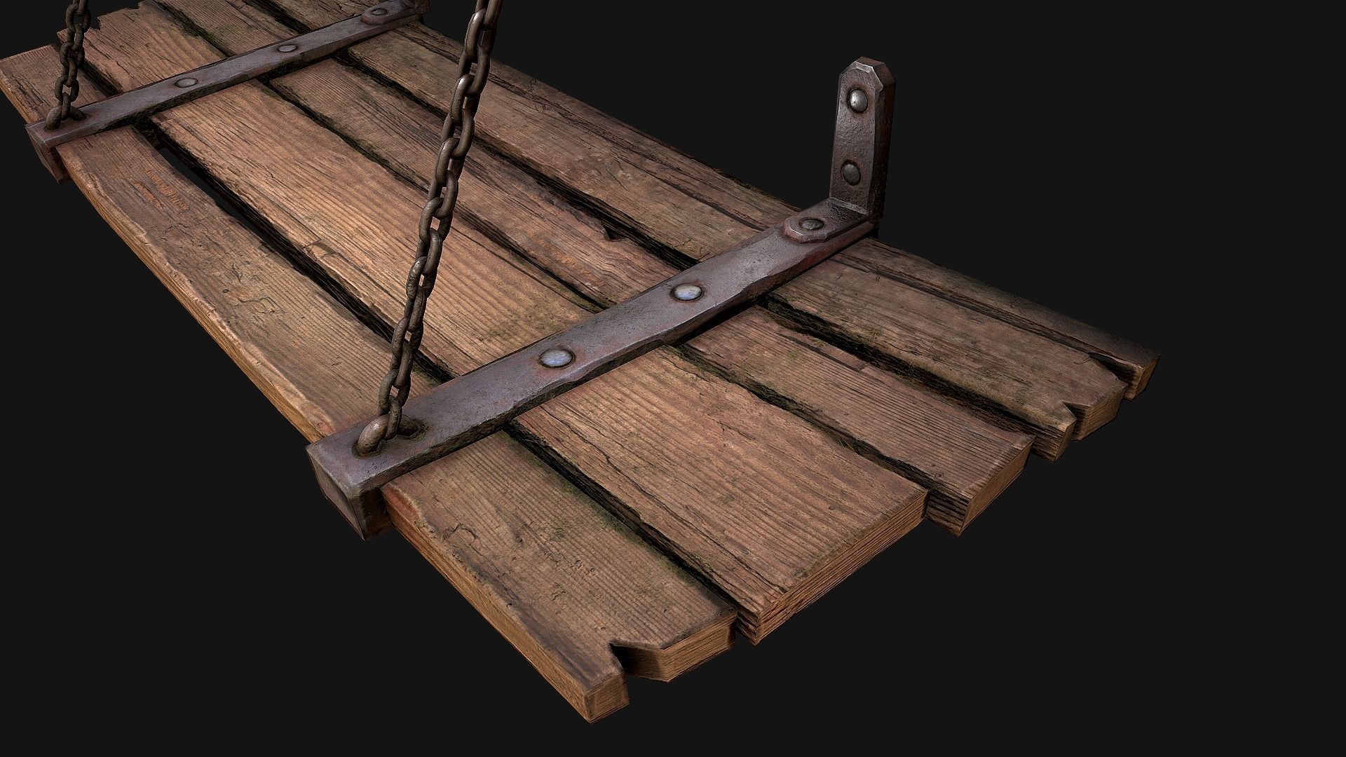 Medieval Prison Bed Low-poly 3D model_18
