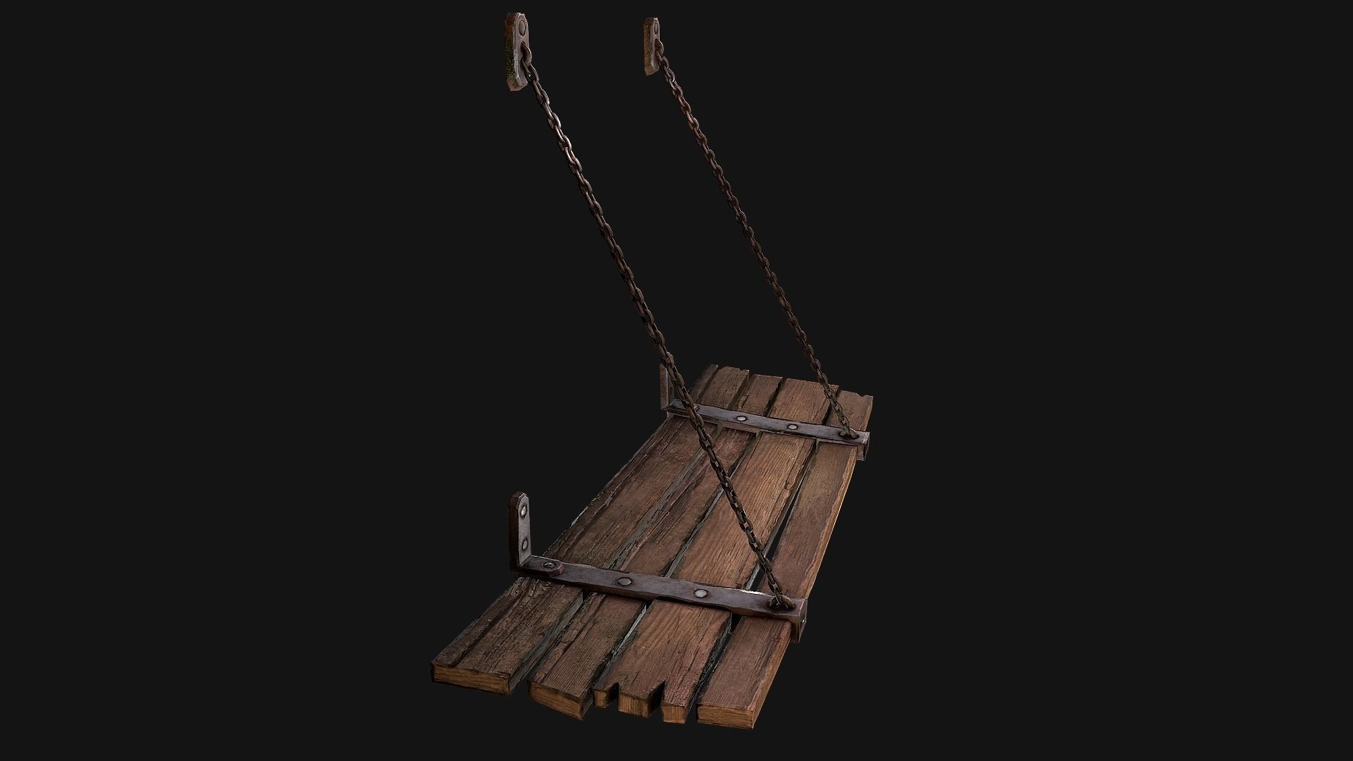 Medieval Prison Bed Low-poly 3D model_13