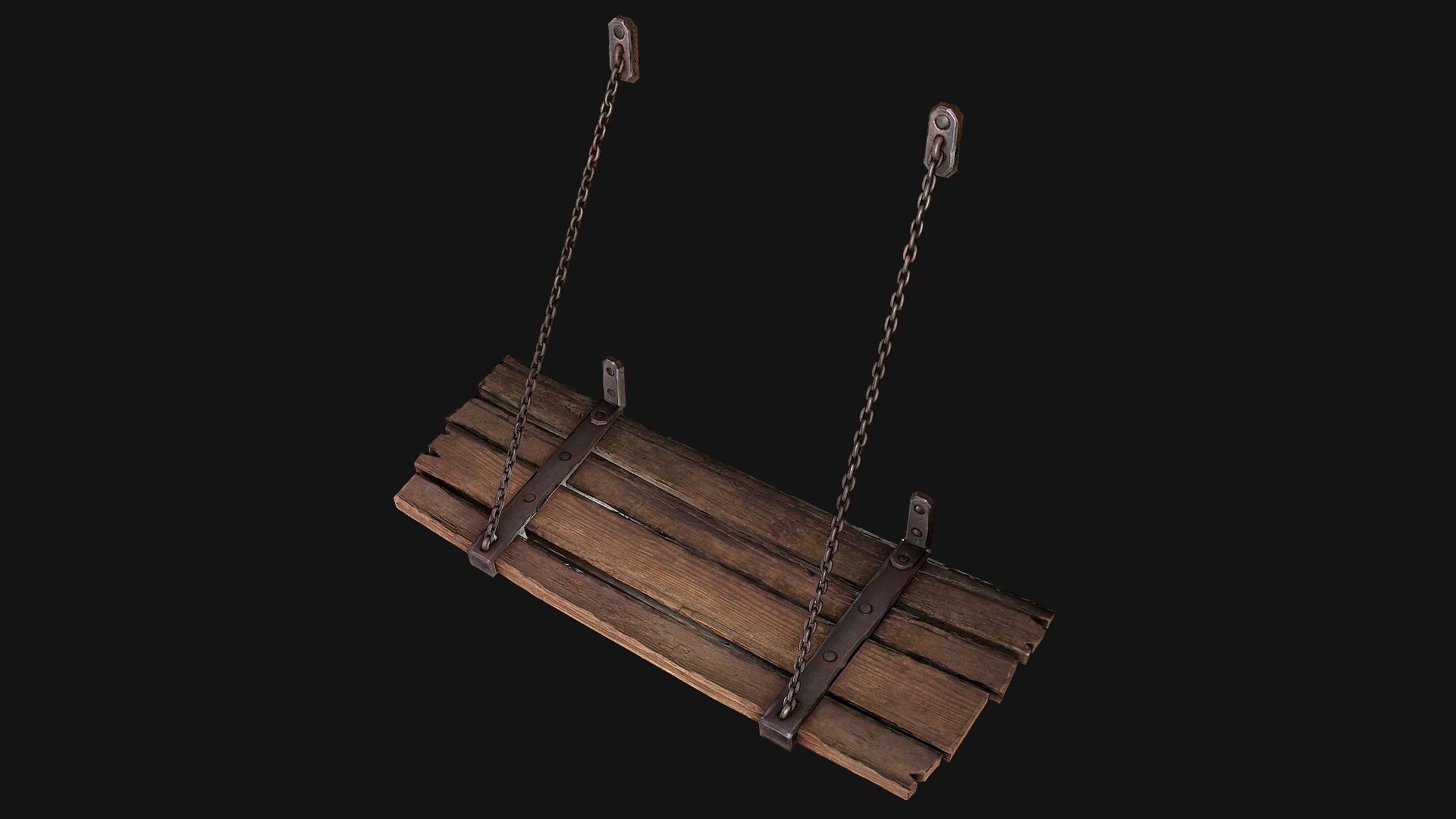 Medieval Prison Bed Low-poly 3D model_2