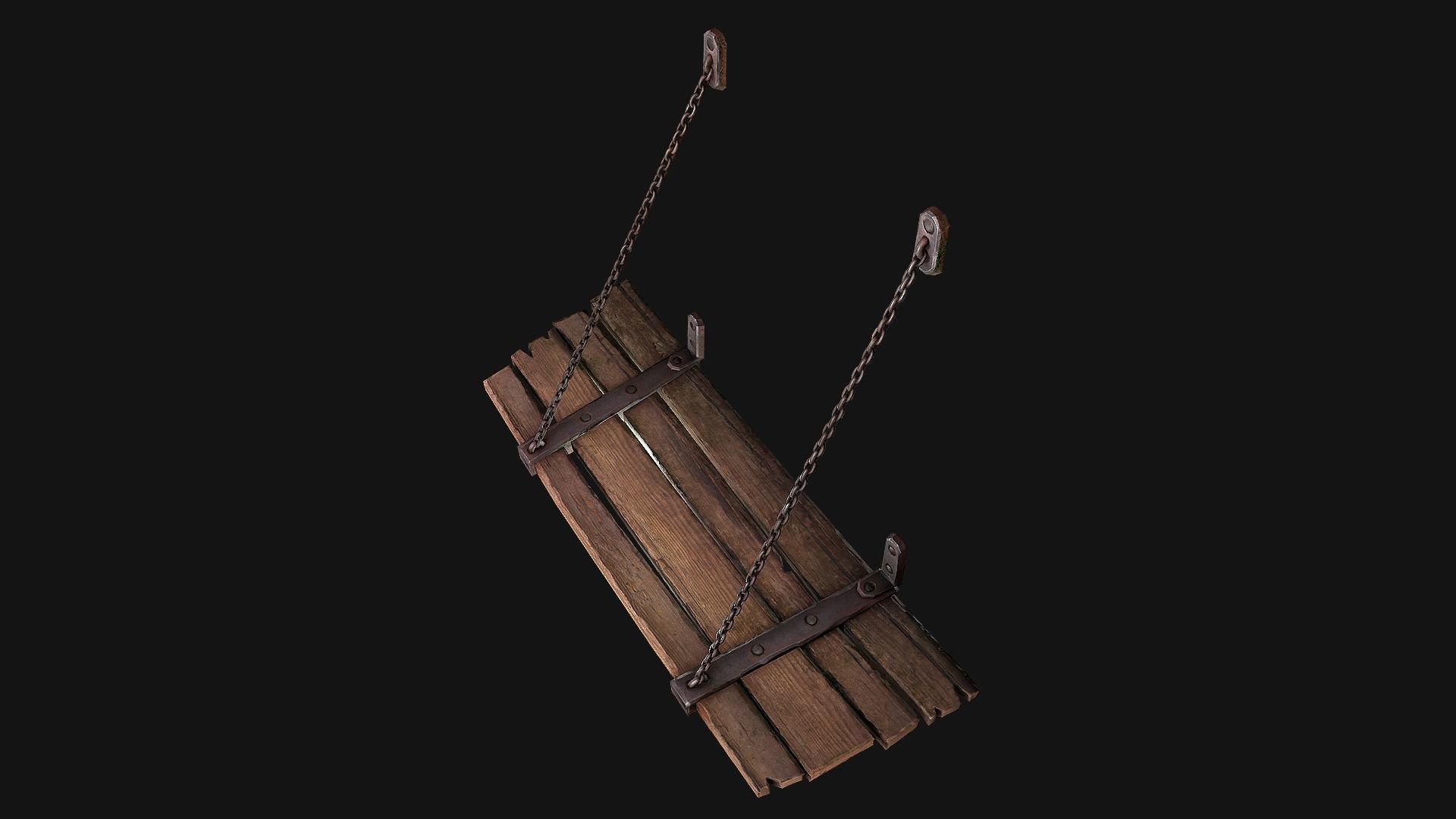 Medieval Prison Bed Low-poly 3D model_3