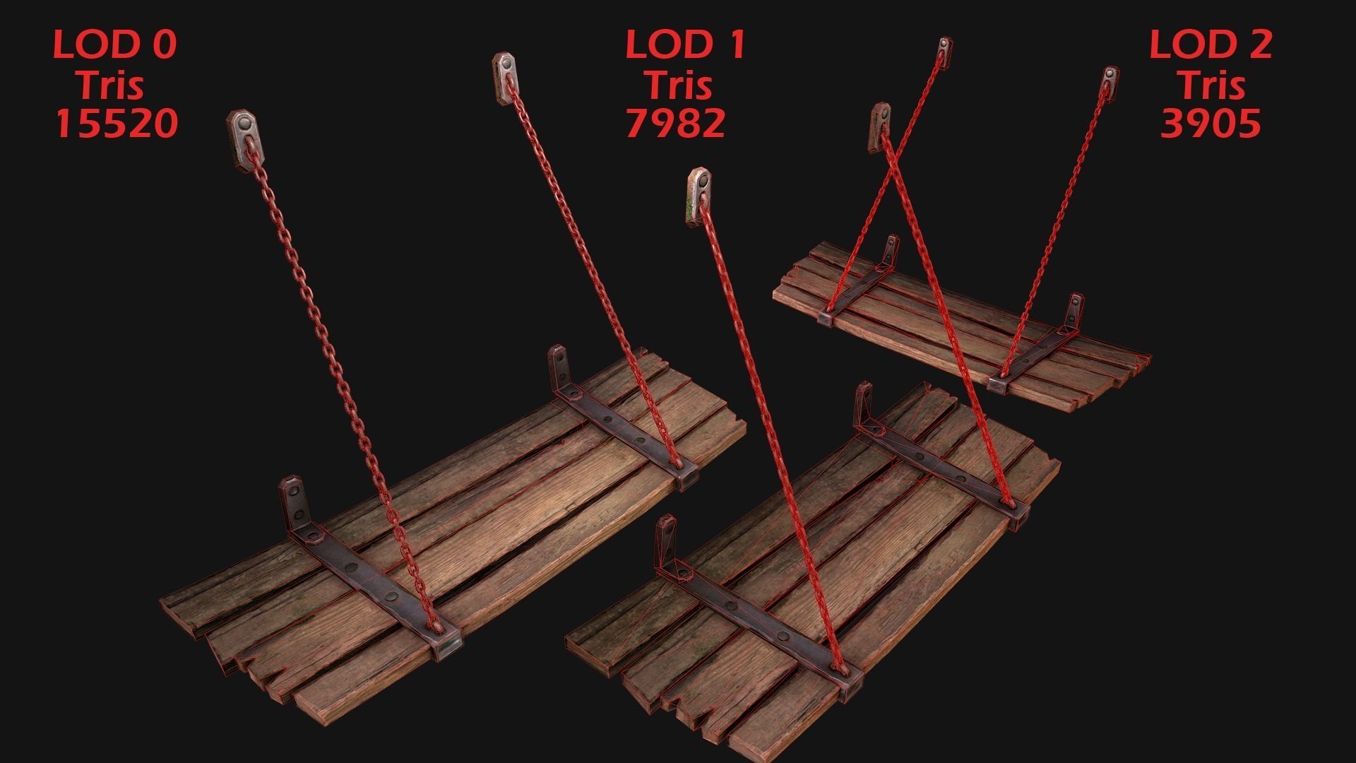 Medieval Prison Bed Low-poly 3D model_4