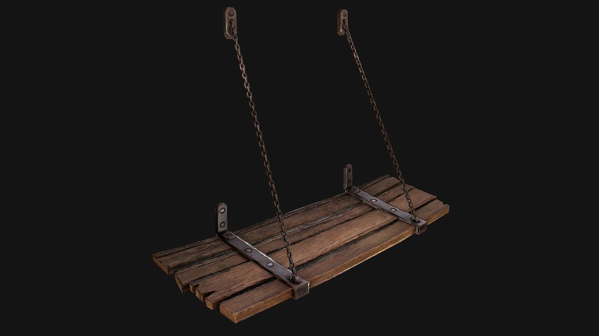 Medieval Prison Bed Low-poly 3D model_14