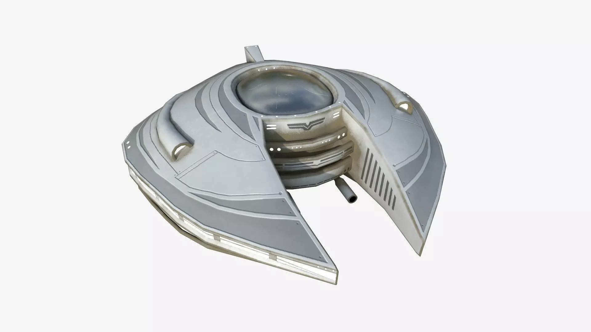 Alien Spaceship UFO D09 Full White - Sci Fi Spacecraft Design Low-poly 3D model