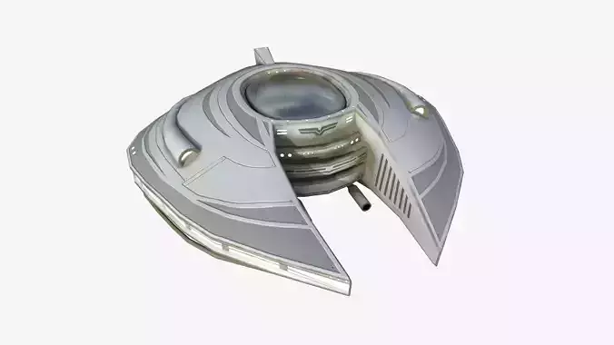 Alien Spaceship UFO D09 Full White - Sci Fi Spacecraft Design Low-poly 3D model