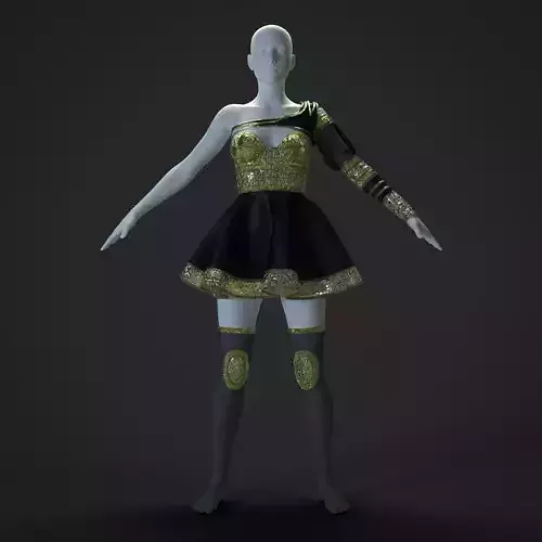 3D Dress - Metal Ornamented Dress Fitted to Gen8 