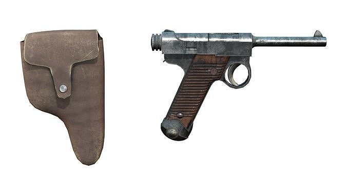 Parabellum Safari Gun With Holster Low-poly 3D model