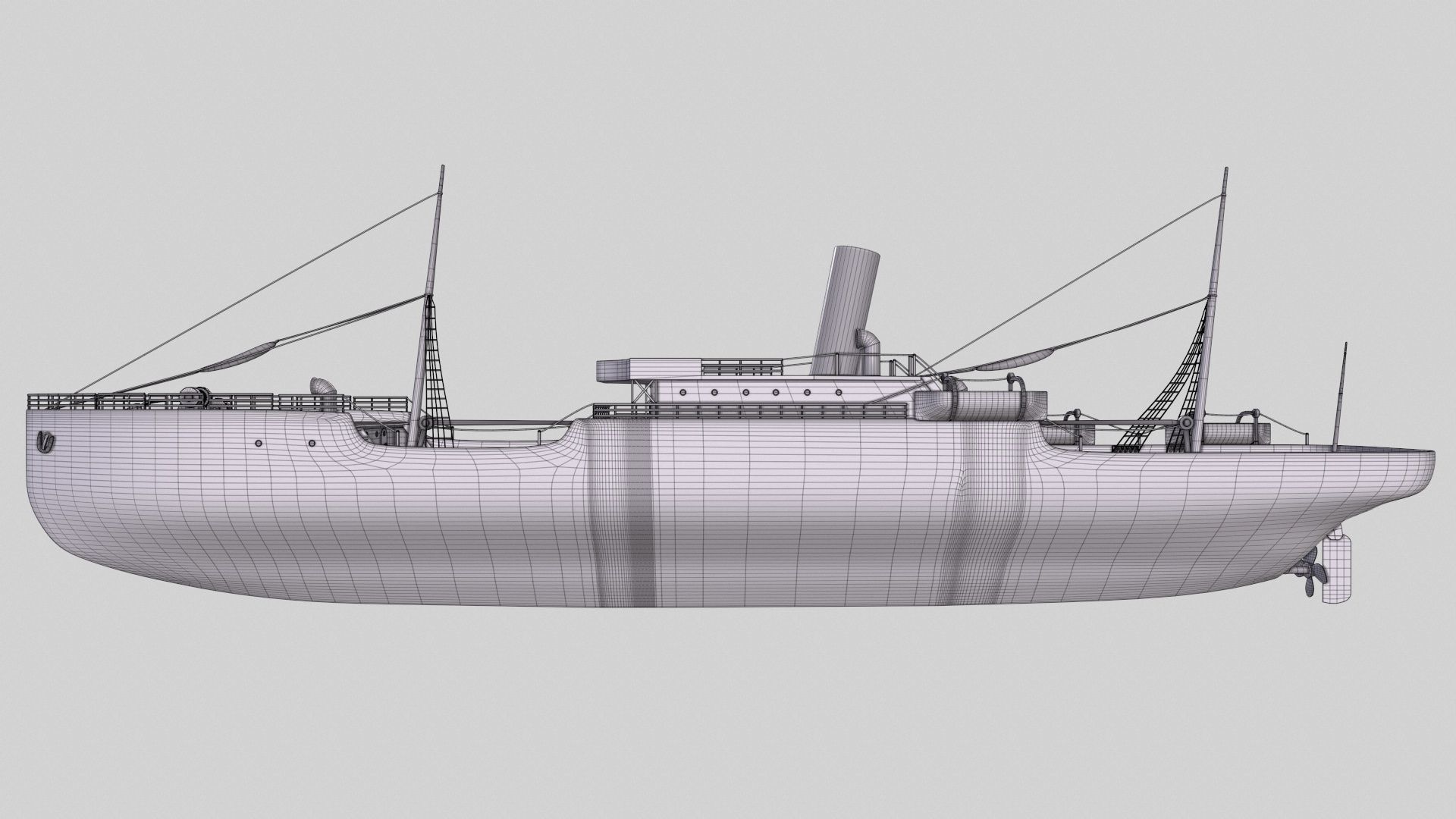 Watercraft britannia steamship 3D model_4