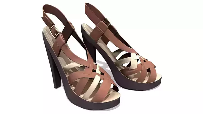 Blue-Beige Leather Peep Toe High Heel Shoes