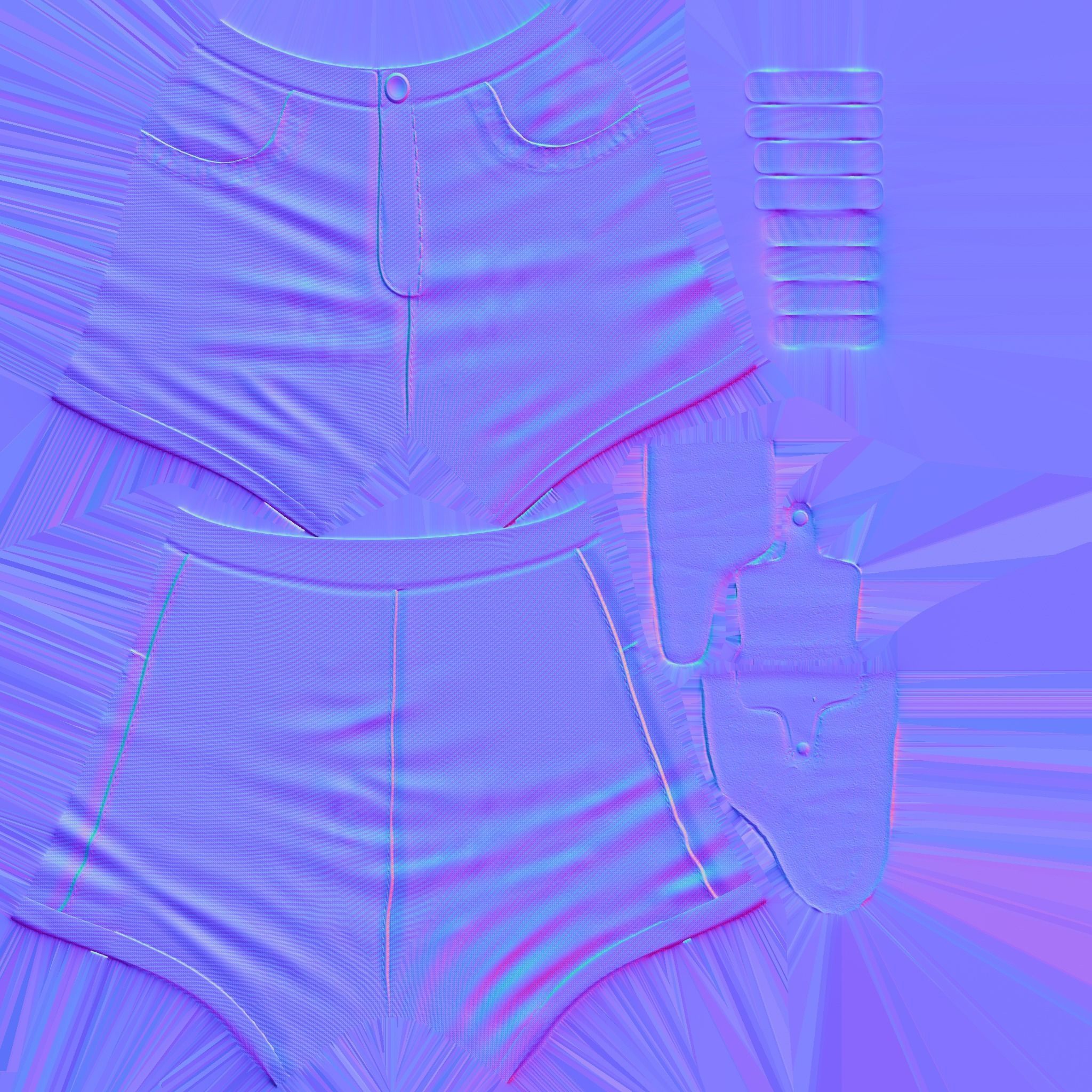 Safari Shorts Low-poly 3D model_10