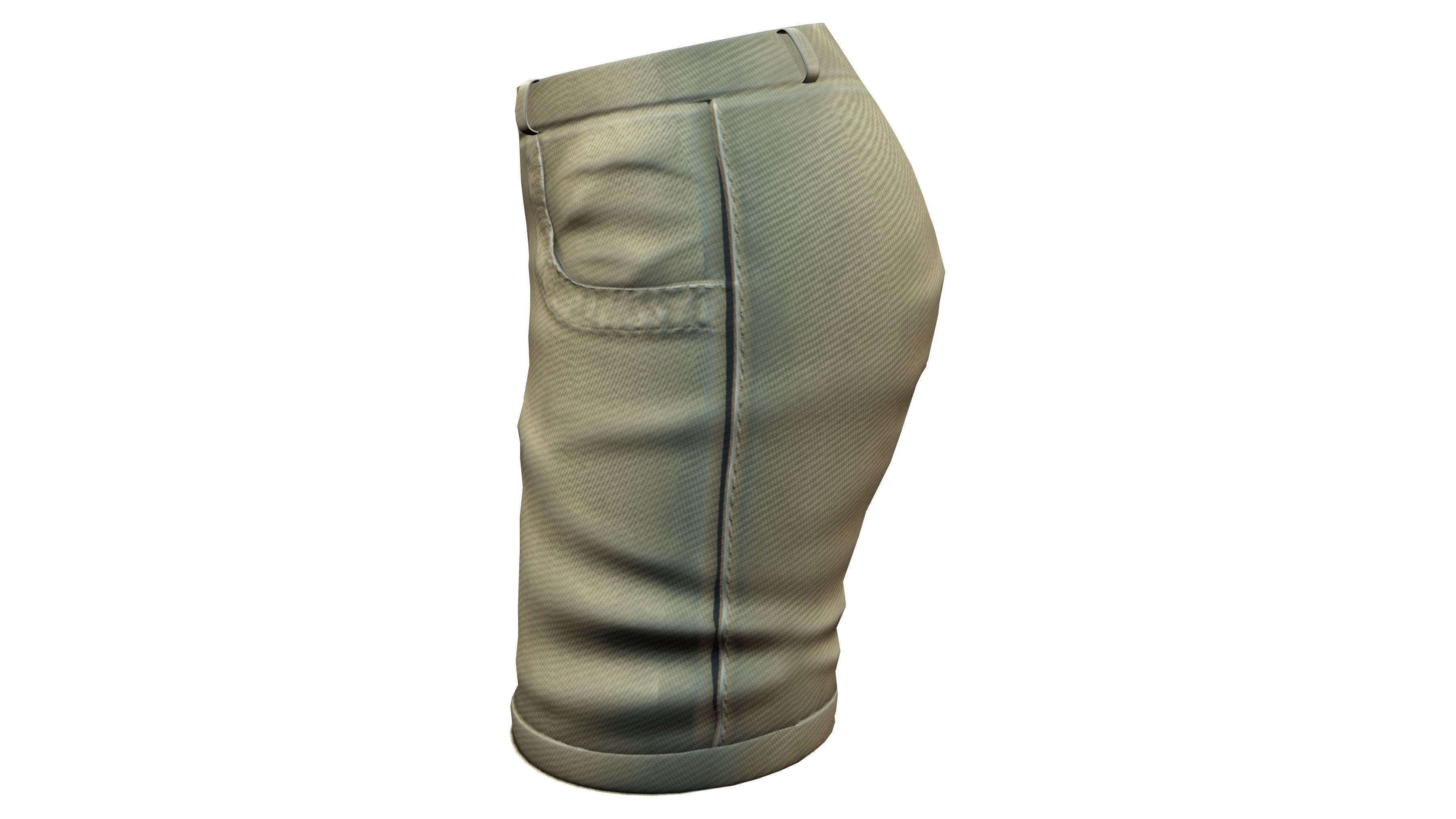 Safari Shorts Low-poly 3D model_5