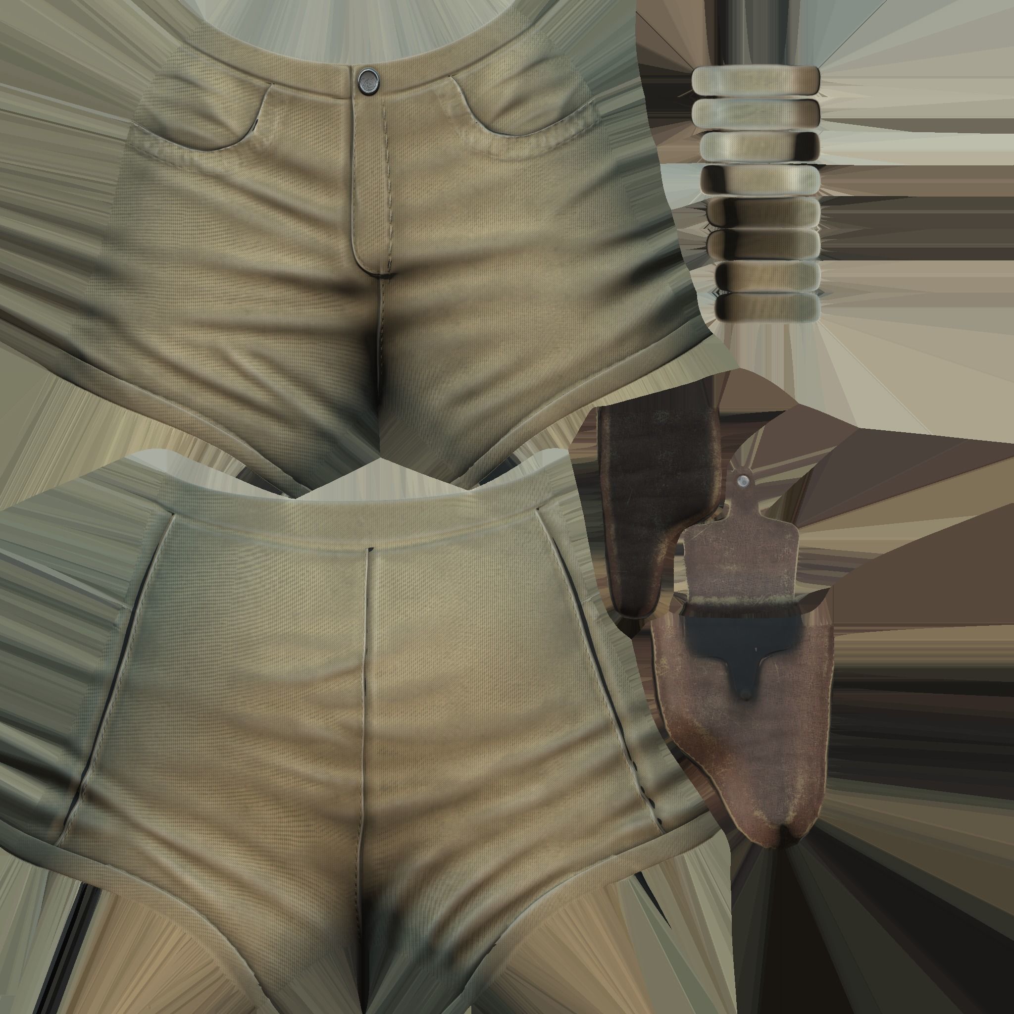 Safari Shorts Low-poly 3D model_9