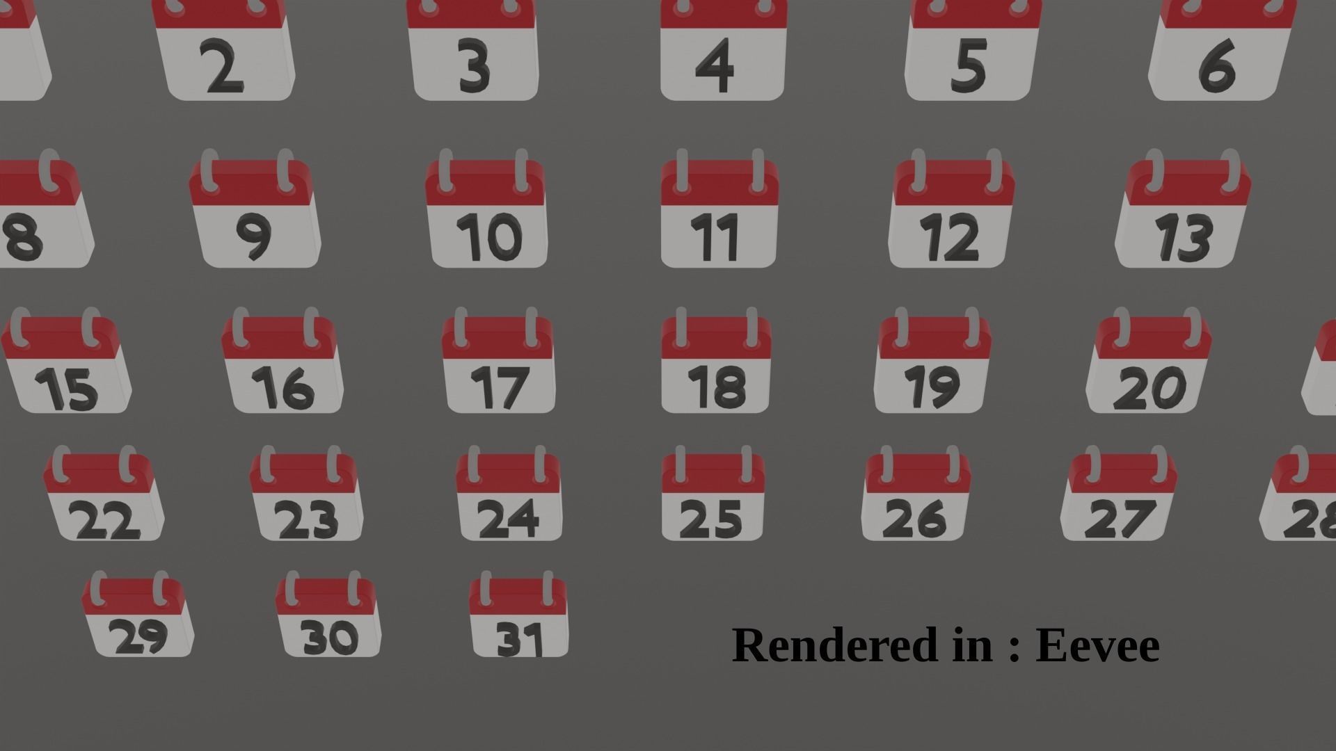 Whole calendar Icons 1-31 Low-poly 3D model_5