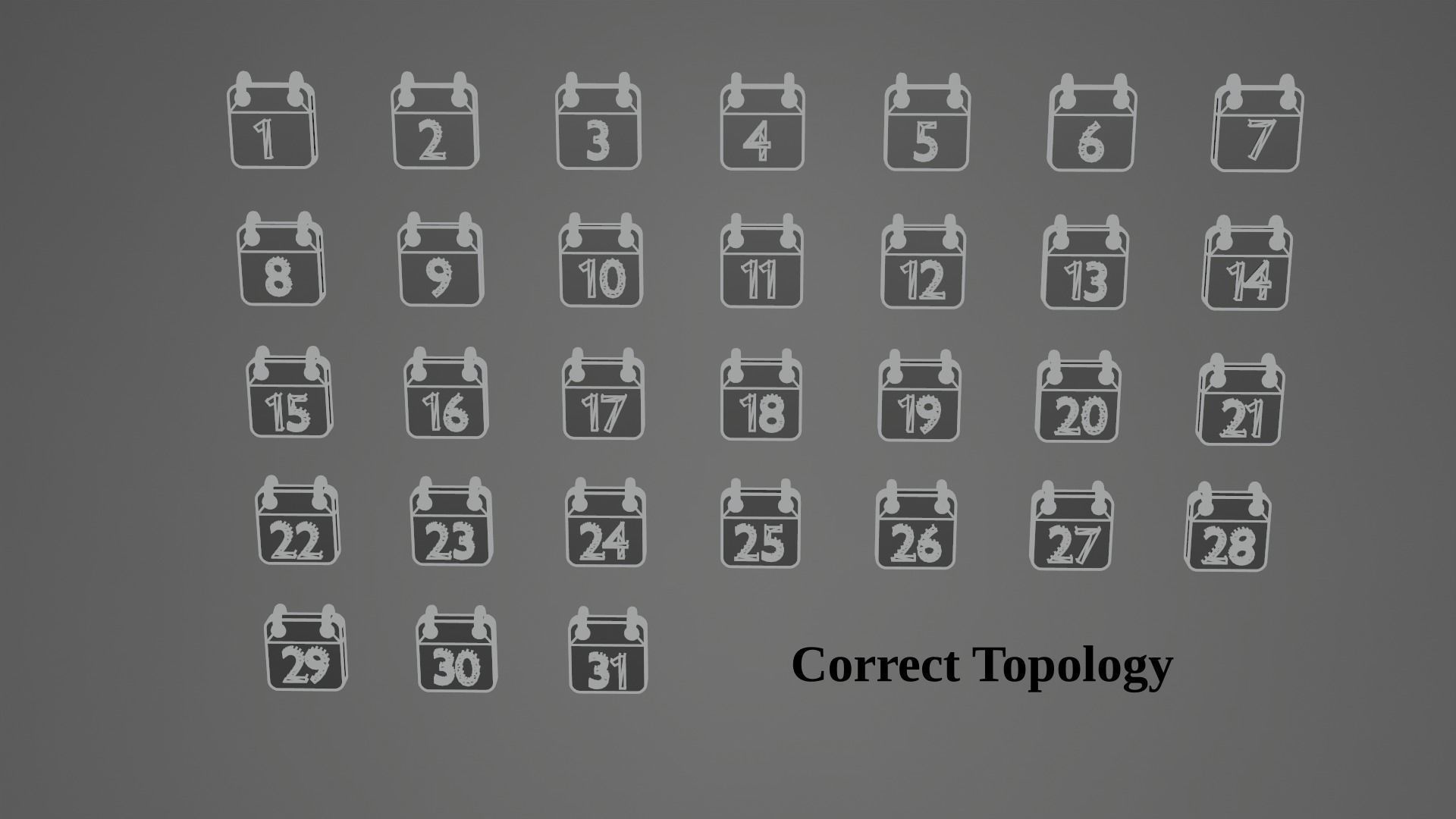 Whole calendar Icons 1-31 Low-poly 3D model_8