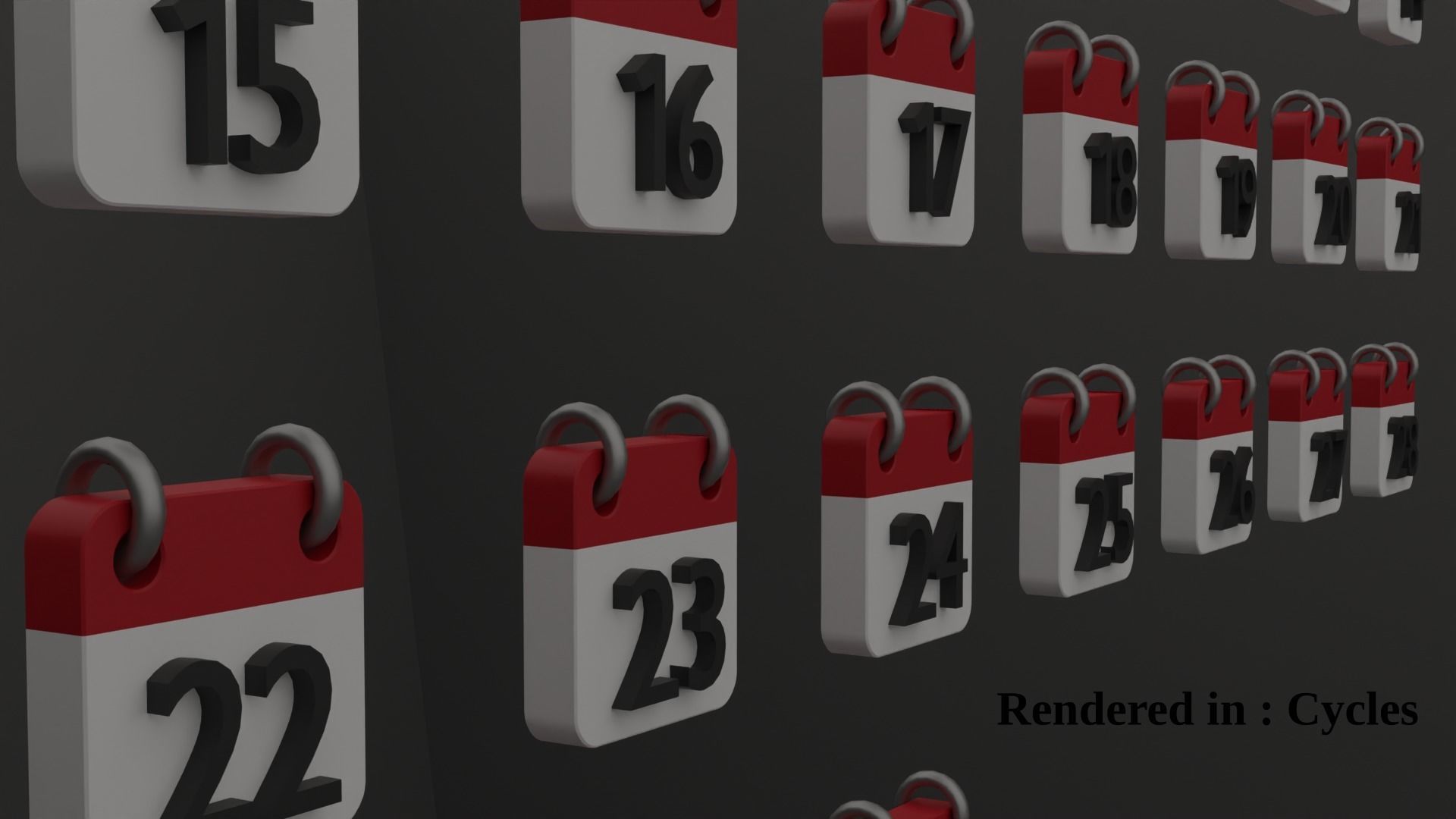 Whole calendar Icons 1-31 Low-poly 3D model_2