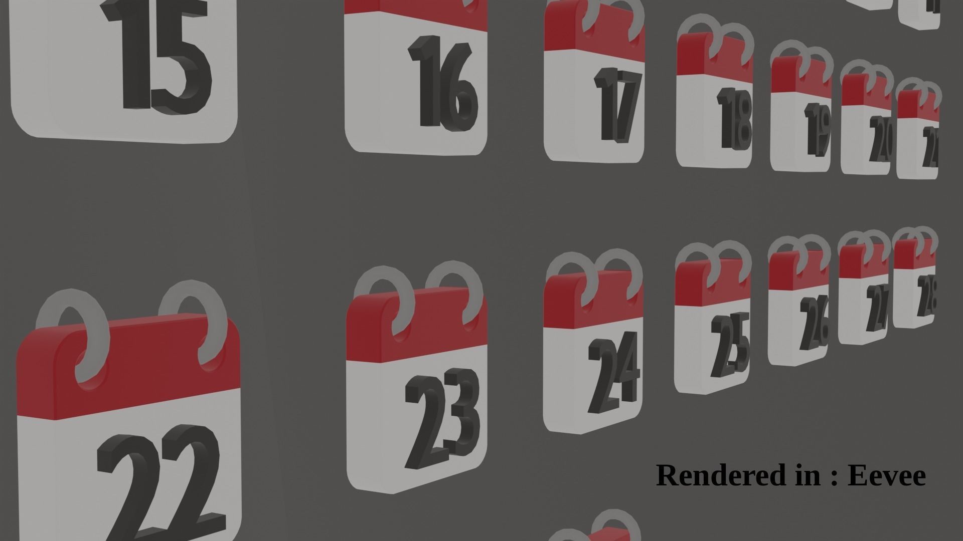 Whole calendar Icons 1-31 Low-poly 3D model_3