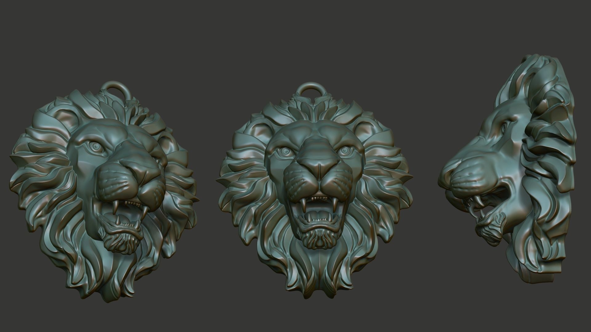 Lion head pendant 3D print model 3D print model_4