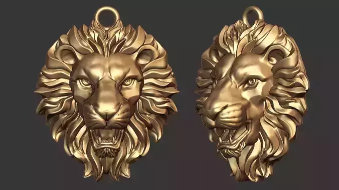 Lion head pendant 3D print model 3D print model