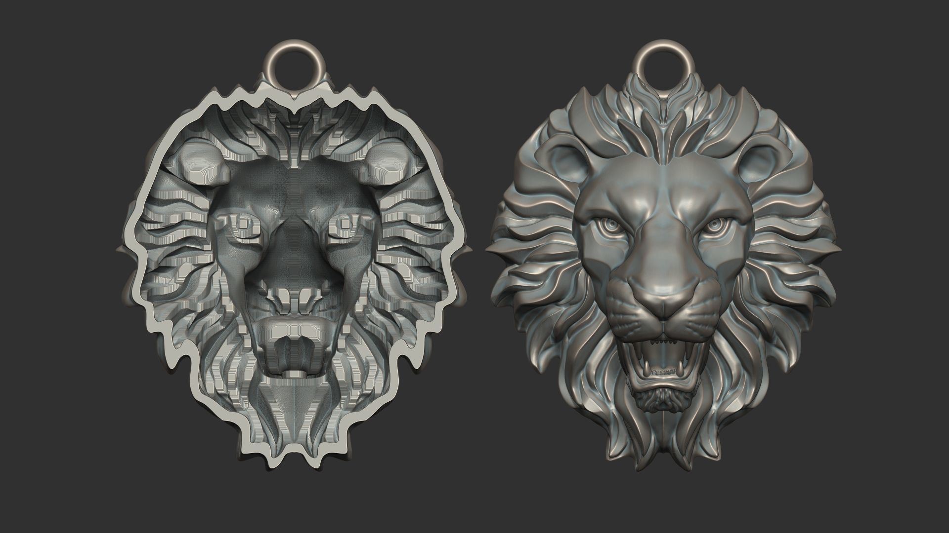 Lion head pendant 3D print model 3D print model_9
