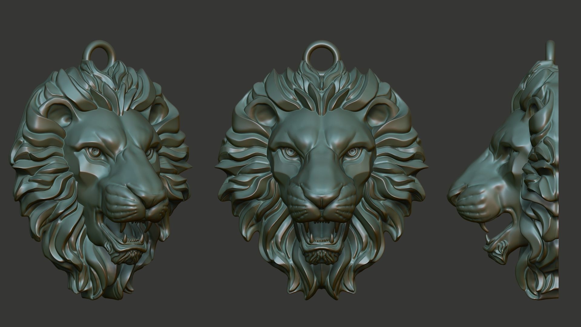 Lion head pendant 3D print model 3D print model_3