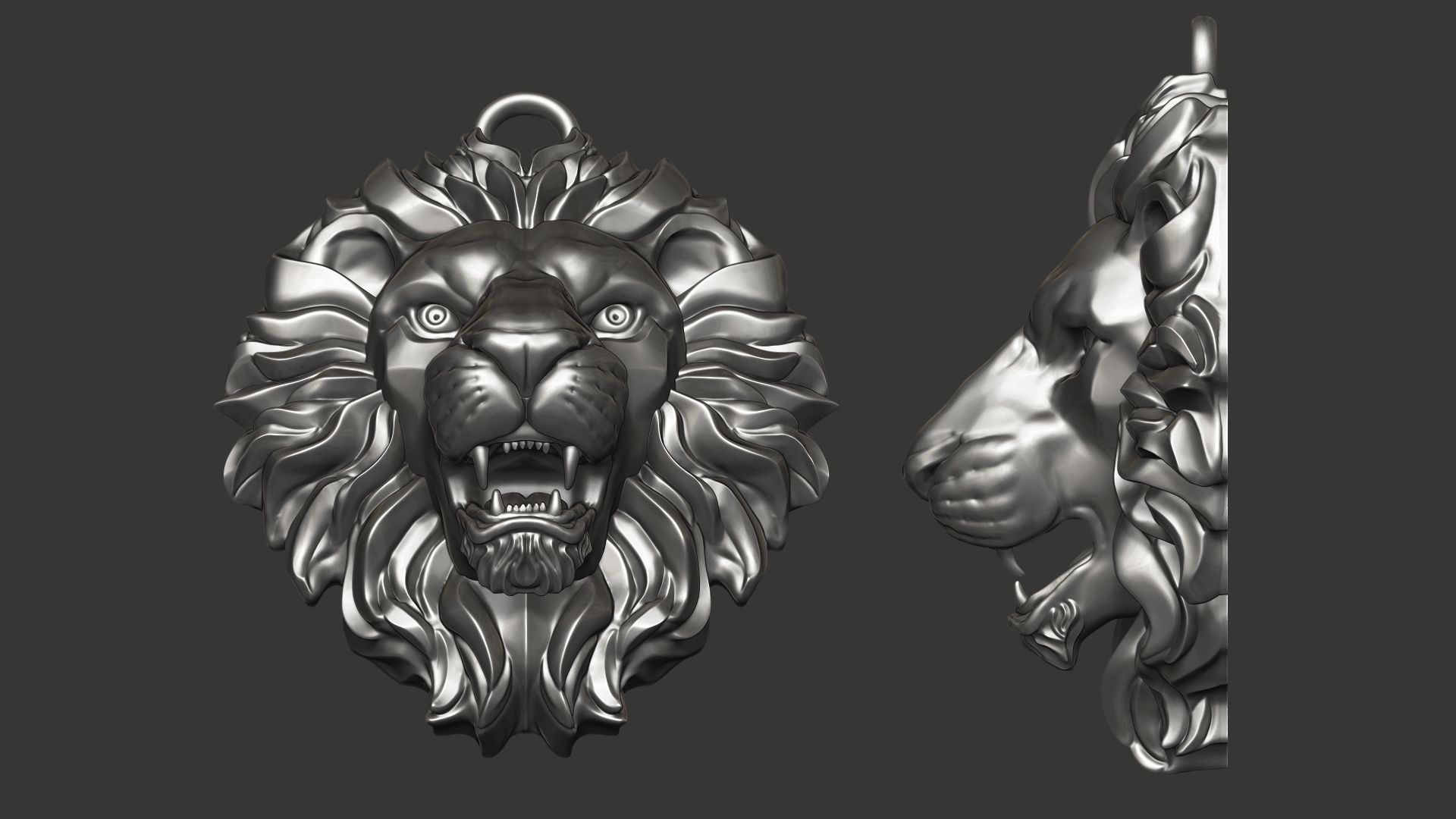 Lion head pendant 3D print model 3D print model_6