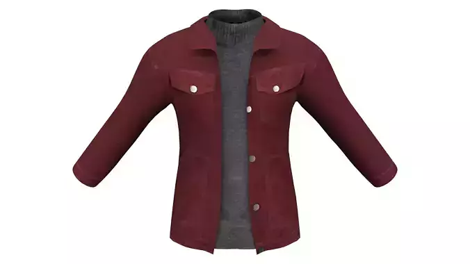 Mens Trucker Jacket With Polo Neck Jumper