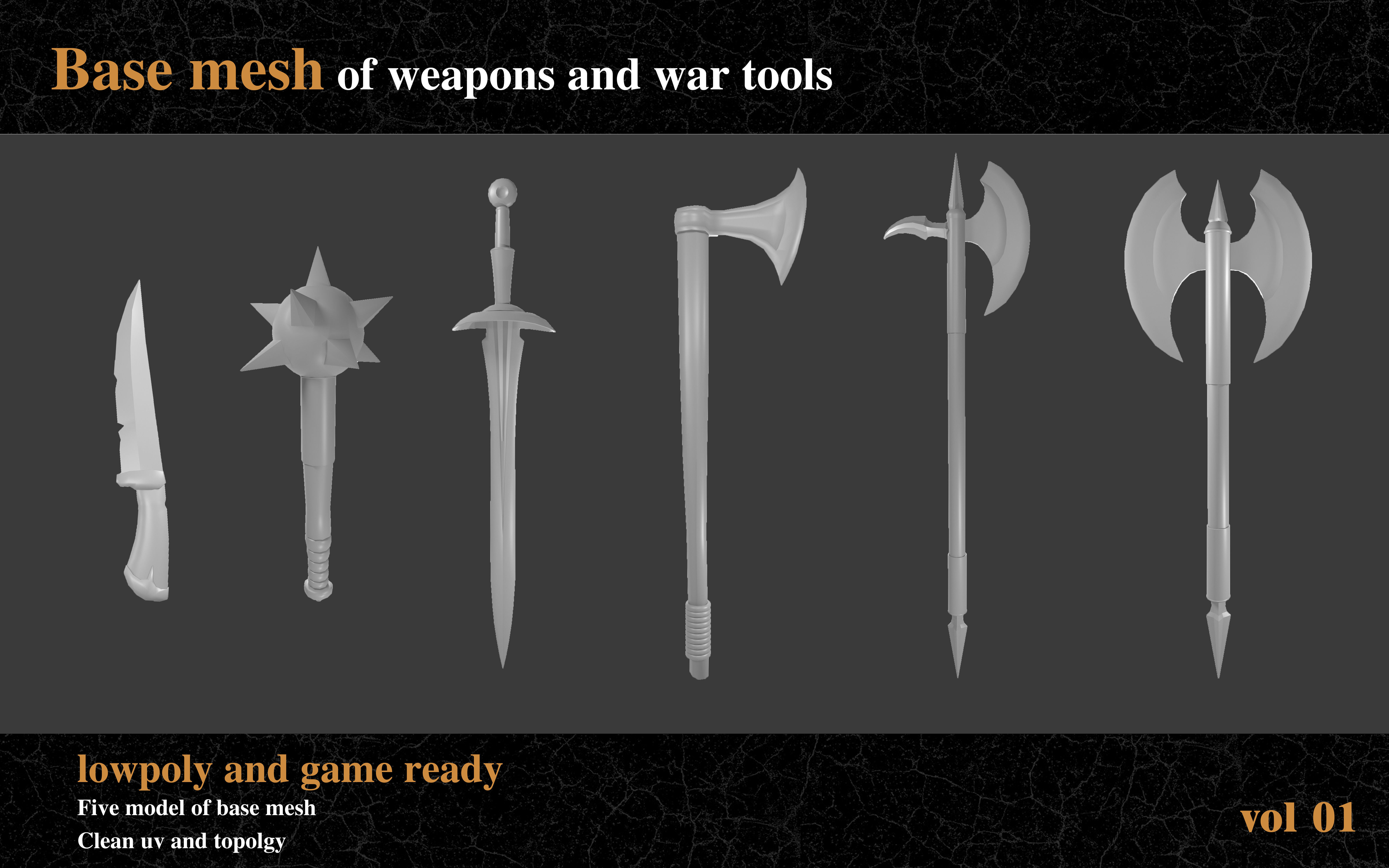 weapon of war Low-poly 3D model_1