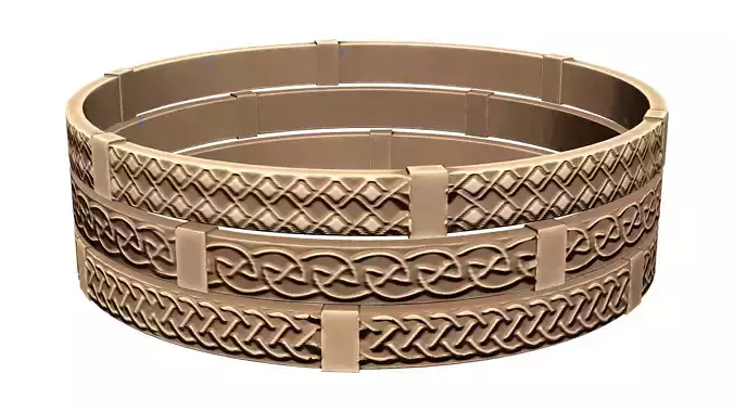 Greek Motifs Embossed Triple Bracelet