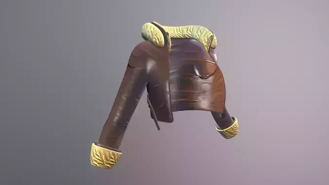 Stylized simple brown leather jacket Low-poly 3D model