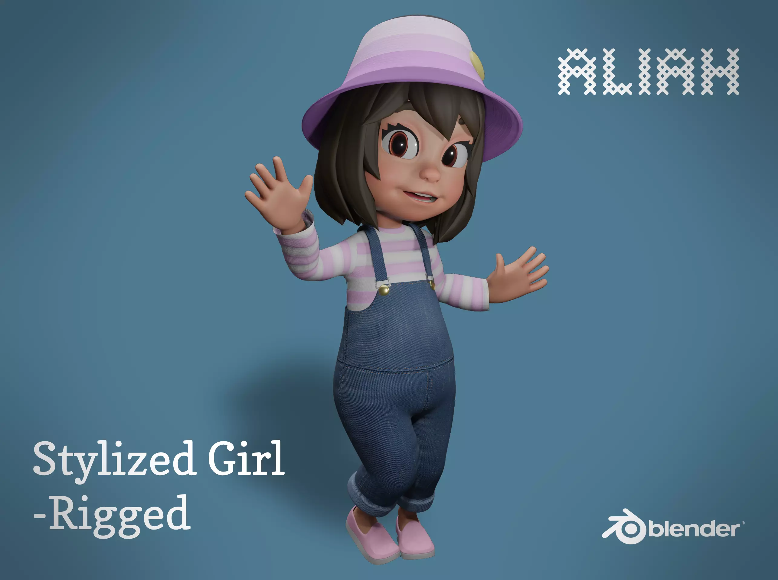 Stylized Girl Character - Aliah - Rigged 3D model_0