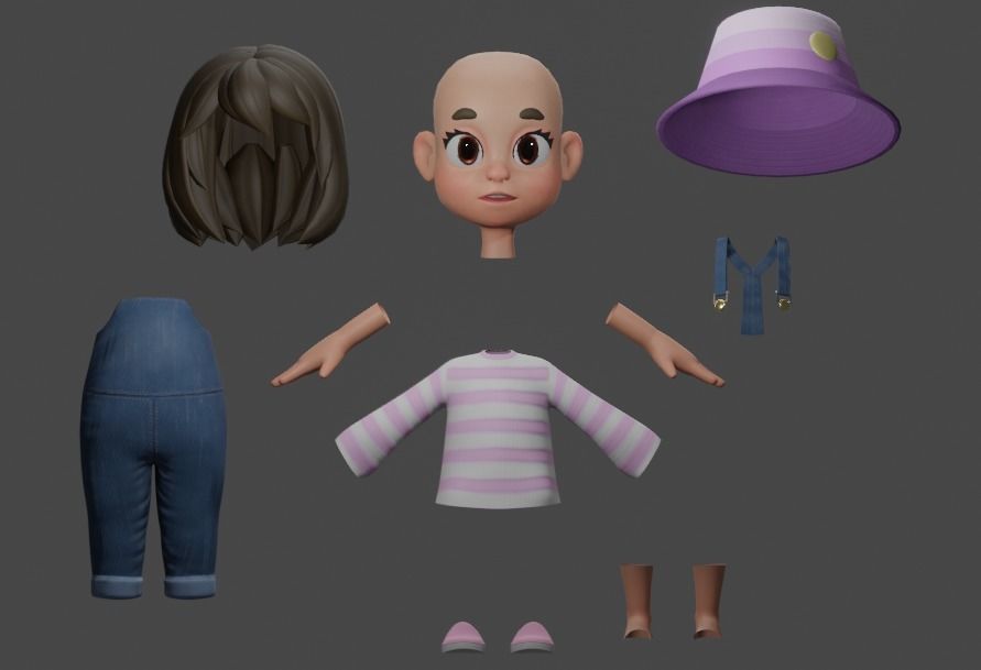 Stylized Girl Character - Aliah - Rigged 3D model_15