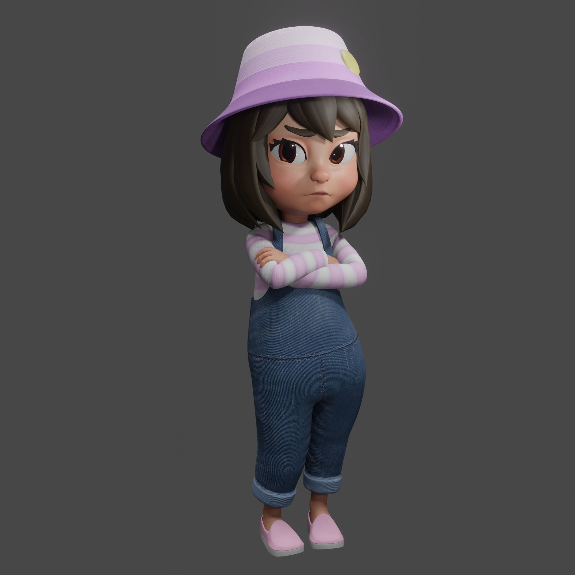 Stylized Girl Character - Aliah - Rigged 3D model_4