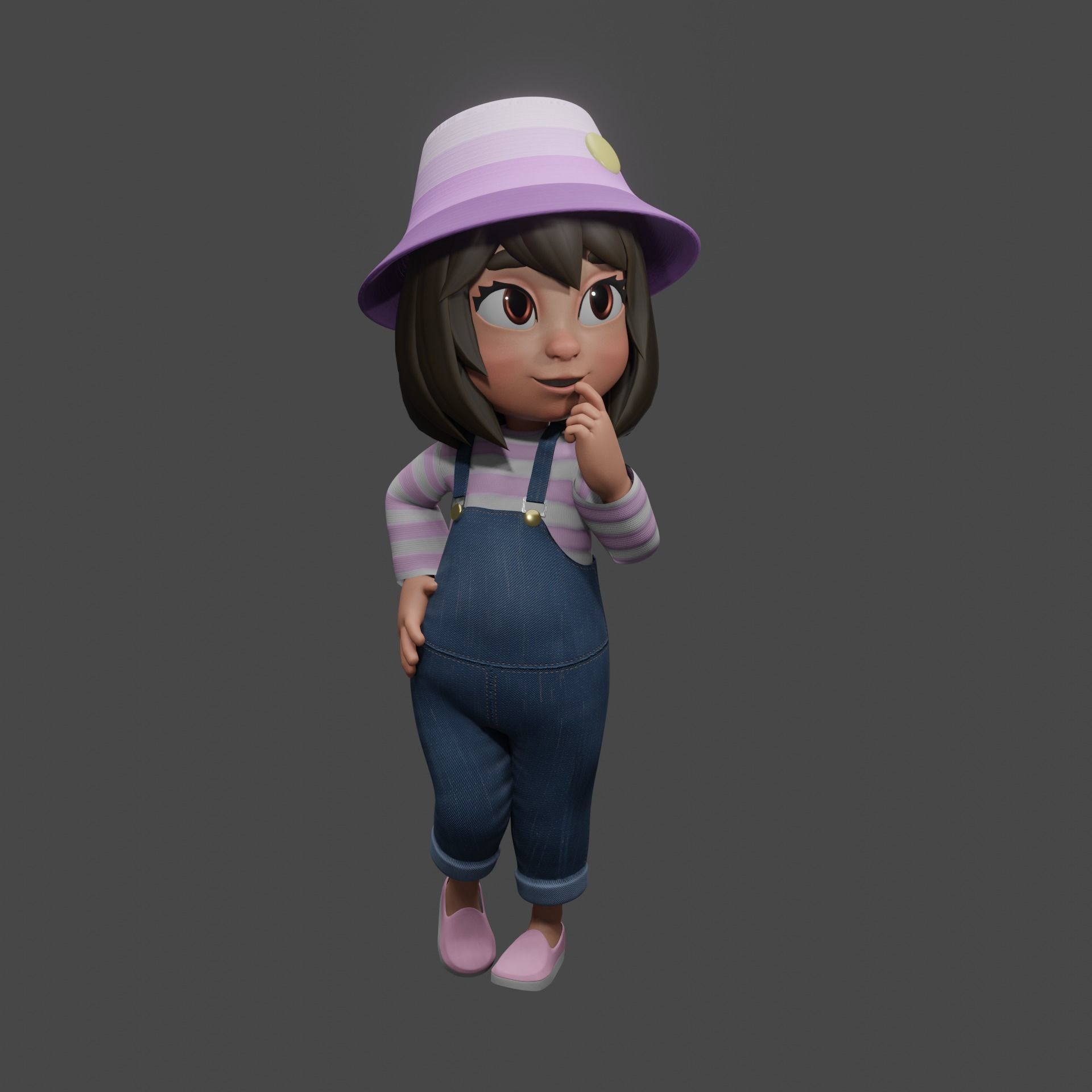 Stylized Girl Character - Aliah - Rigged 3D model_1