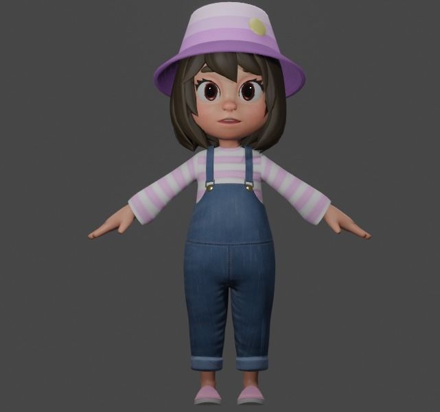 Stylized Girl Character - Aliah - Rigged 3D model_8