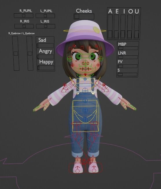 Stylized Girl Character - Aliah - Rigged 3D model_14
