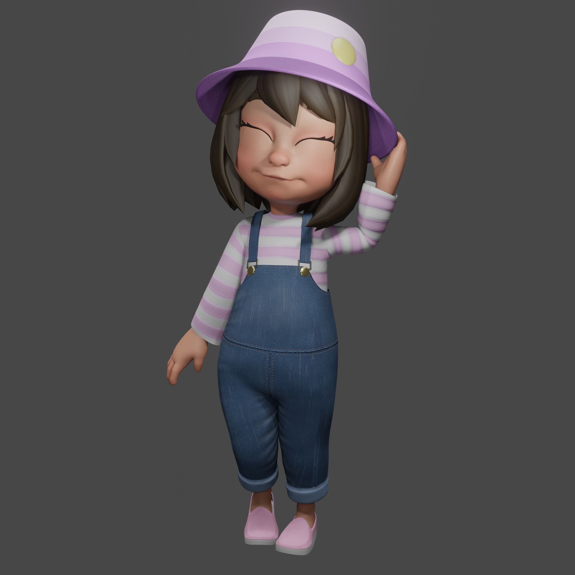 Stylized Girl Character - Aliah - Rigged 3D model_3