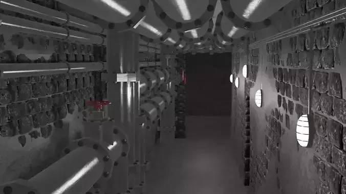 pipes tunnel with and lights