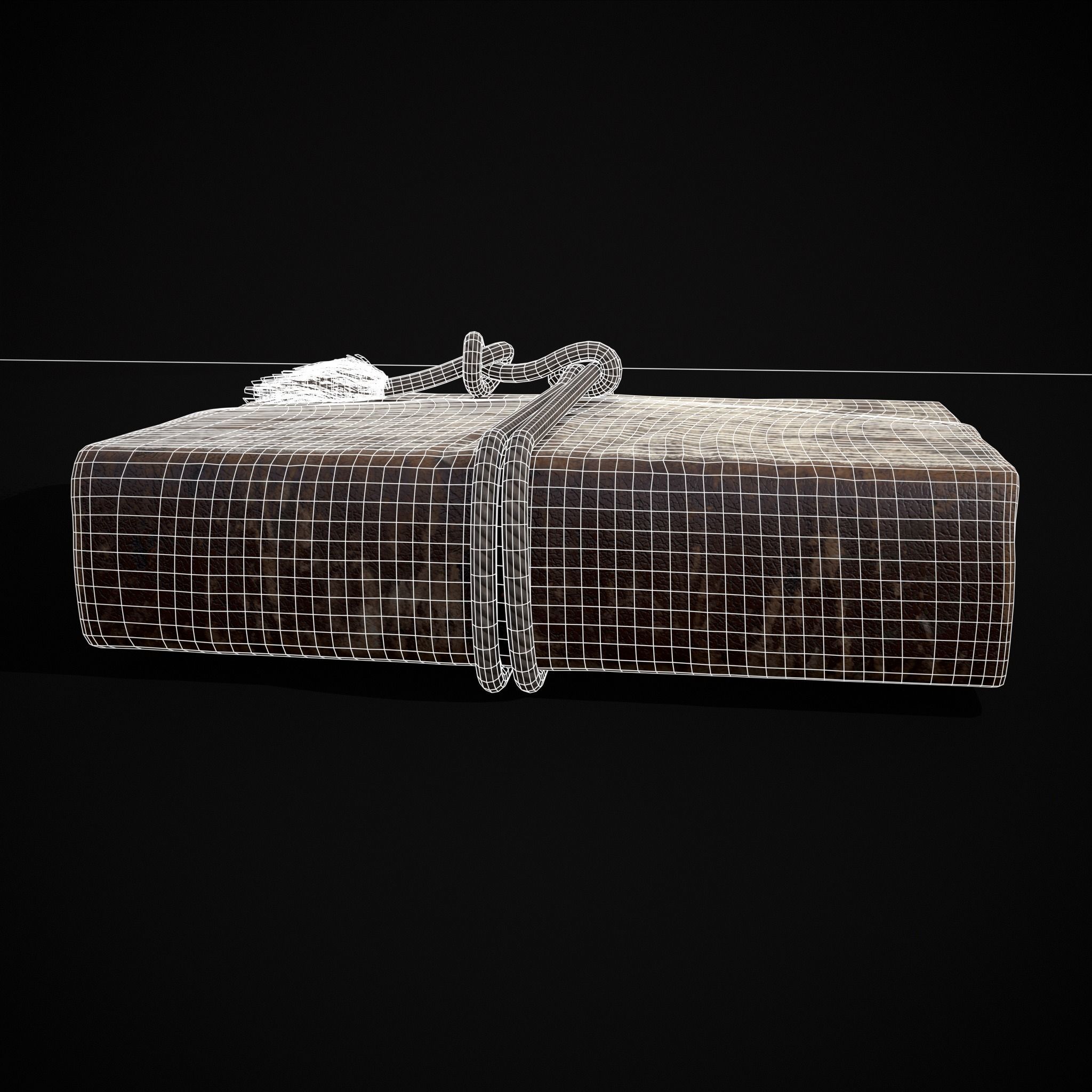 Rope Tied Leather Bound Book Low-poly 3D model_8