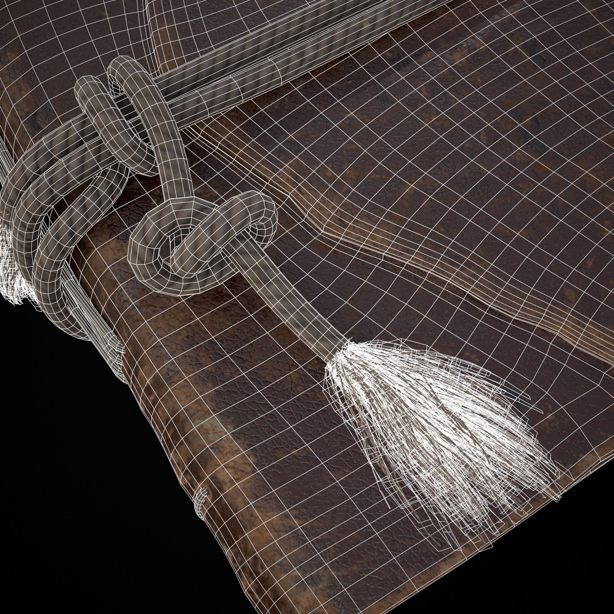 Rope Tied Leather Bound Book Low-poly 3D model_6