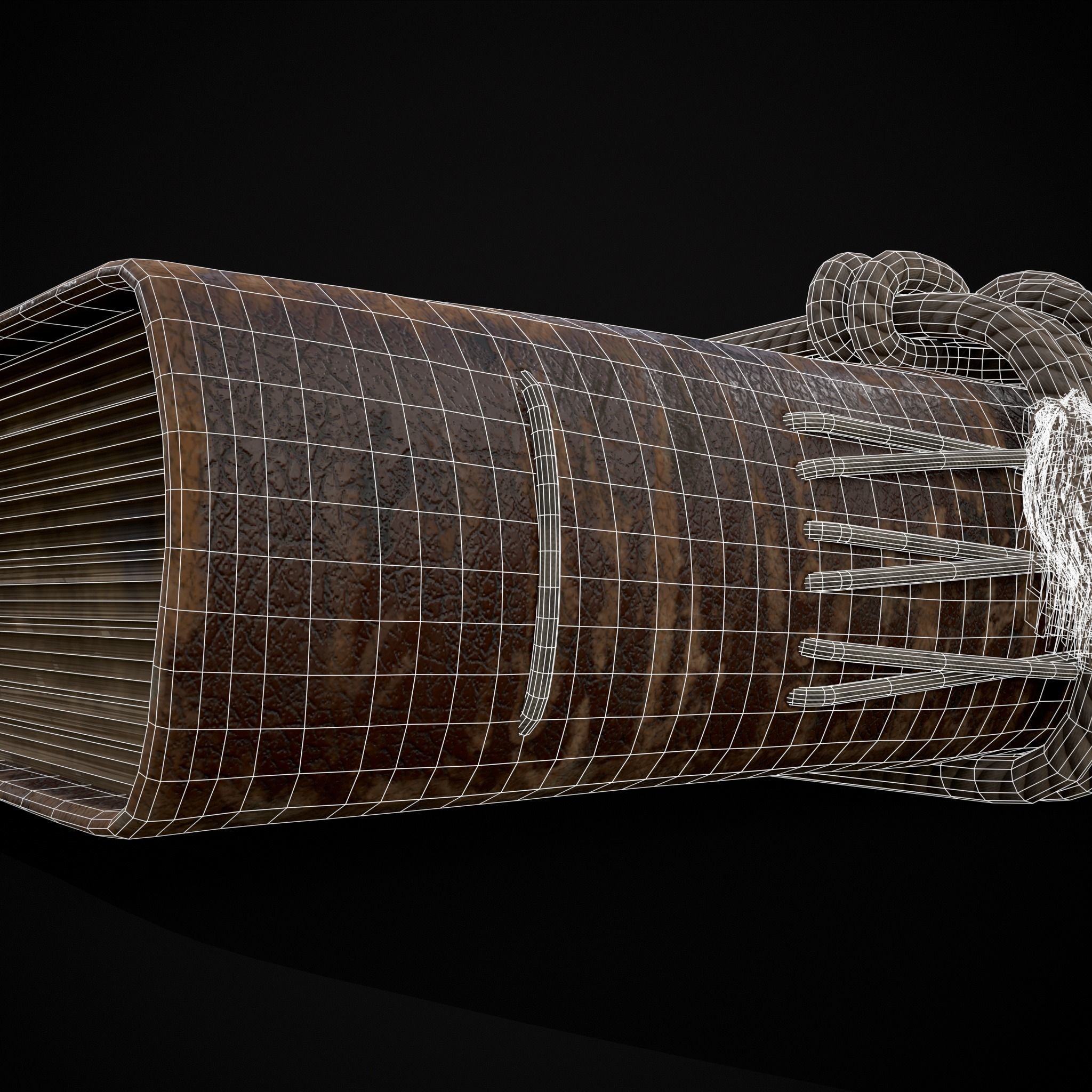 Rope Tied Leather Bound Book Low-poly 3D model_14