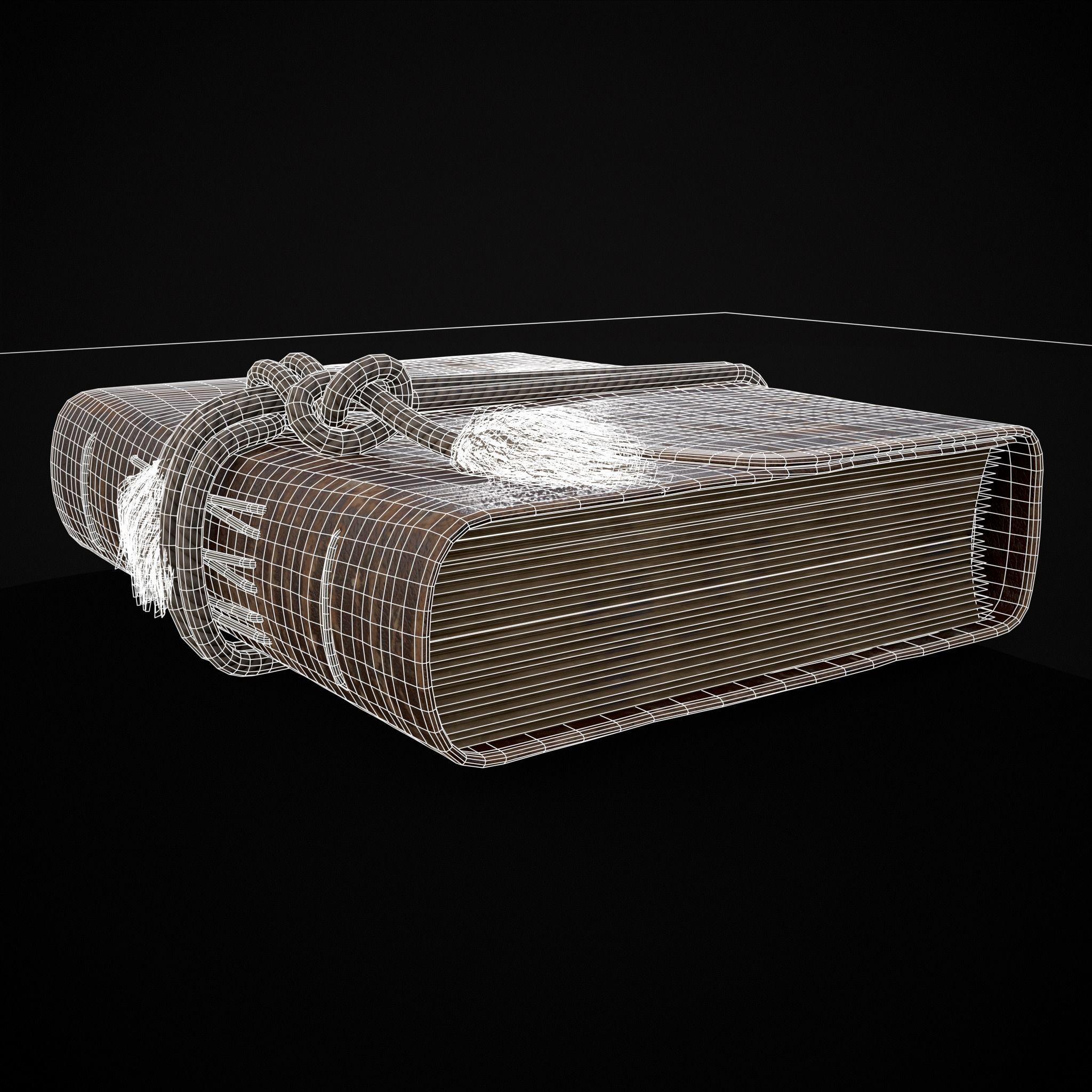 Rope Tied Leather Bound Book Low-poly 3D model_4
