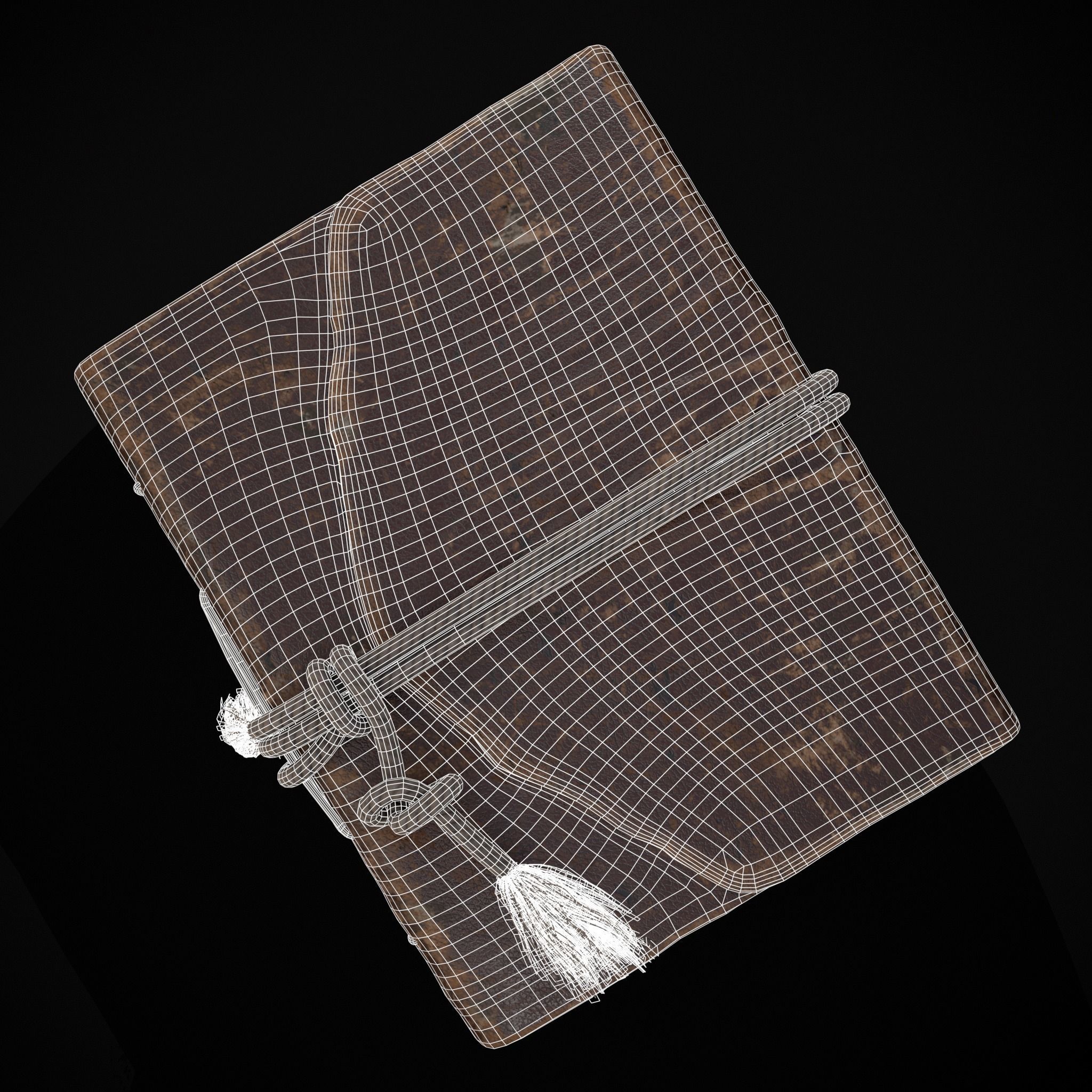Rope Tied Leather Bound Book Low-poly 3D model_10