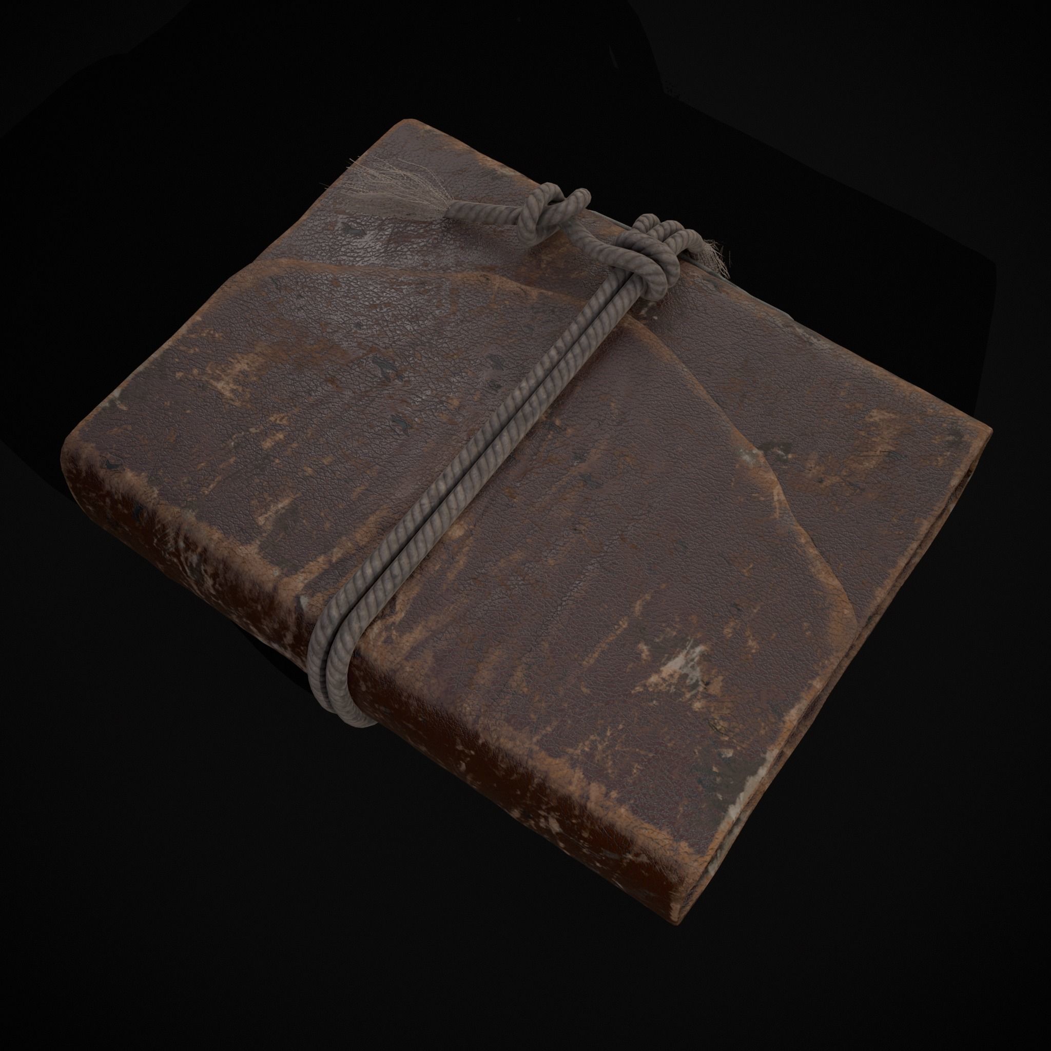 Rope Tied Leather Bound Book Low-poly 3D model_29