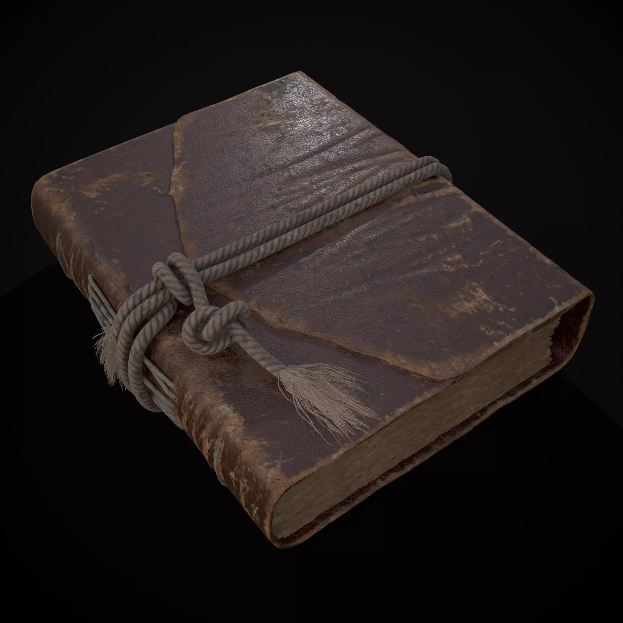 Rope Tied Leather Bound Book Low-poly 3D model_0
