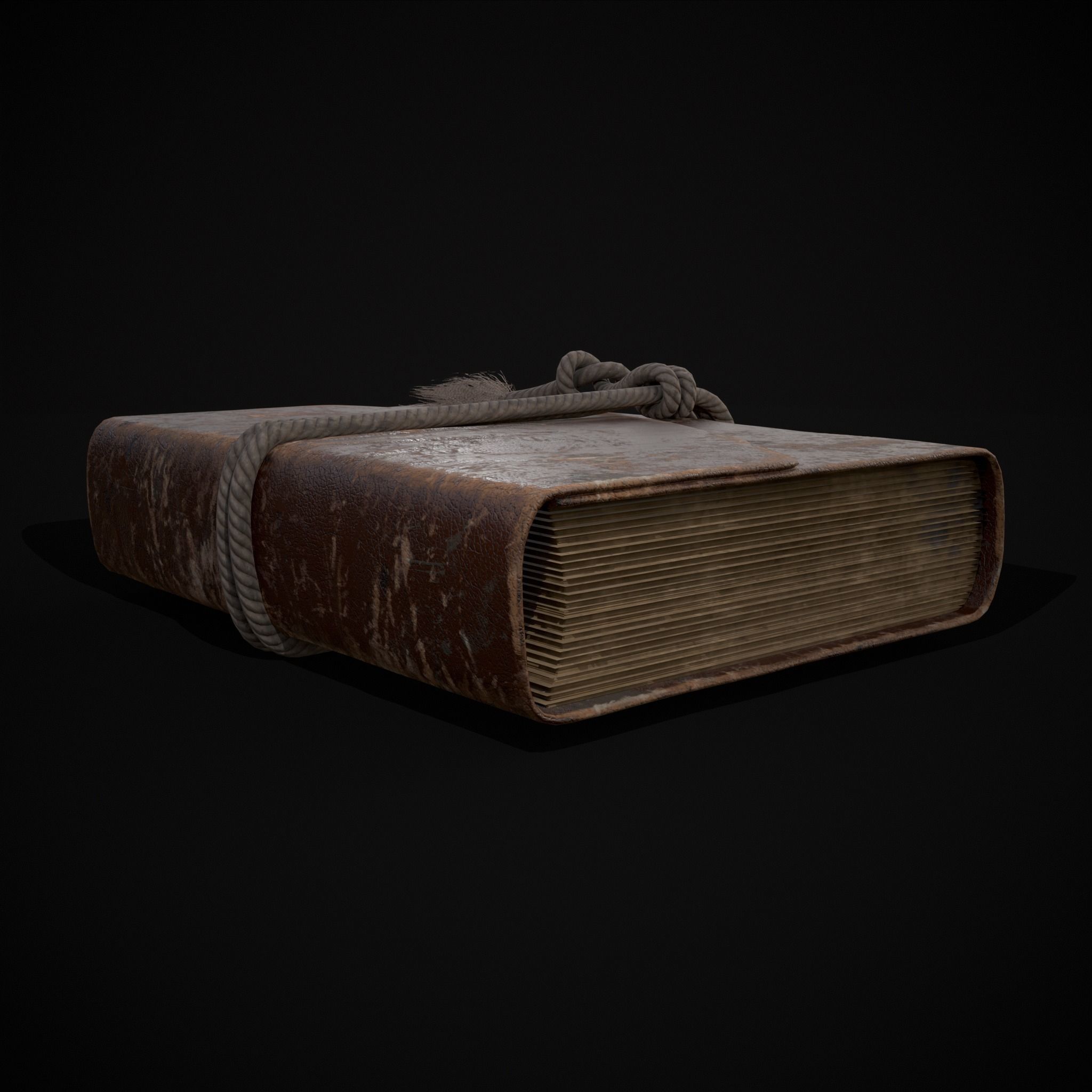 Rope Tied Leather Bound Book Low-poly 3D model_27